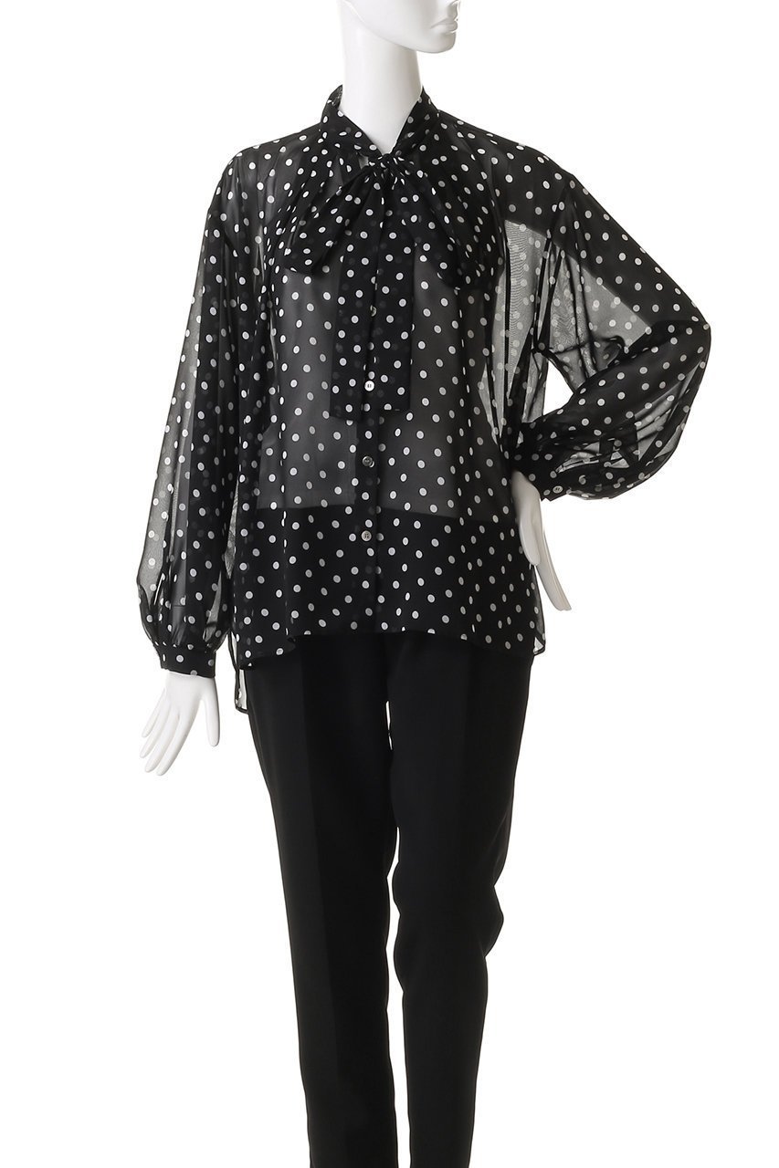 【エリオポール/heliopole】のドットボウタイブラウス 人気、トレンドファッション・服の通販 founy(ファニー) 　ファッション　Fashion　レディースファッション　Ladies' Fashion Online　トップス・カットソー　Tops/Tshirt　シャツ/ブラウス　Shirts/Blouses　おすすめ　Recommend　インナー　Inner　シアー　Sheer　ジャケット　Jacket　スリーブ　Sleeve　デニム　Denim　ドット　Dot　フェミニン　Feminine　プリント　Print　ロング　Long　再入荷　Restock/Back In Stock/Re Arrival　夏　Summer　春　Spring　S/S・春夏　Ss・Spring/Summer　other-2|ID: prp329100003624516 ipo3291000000031271761