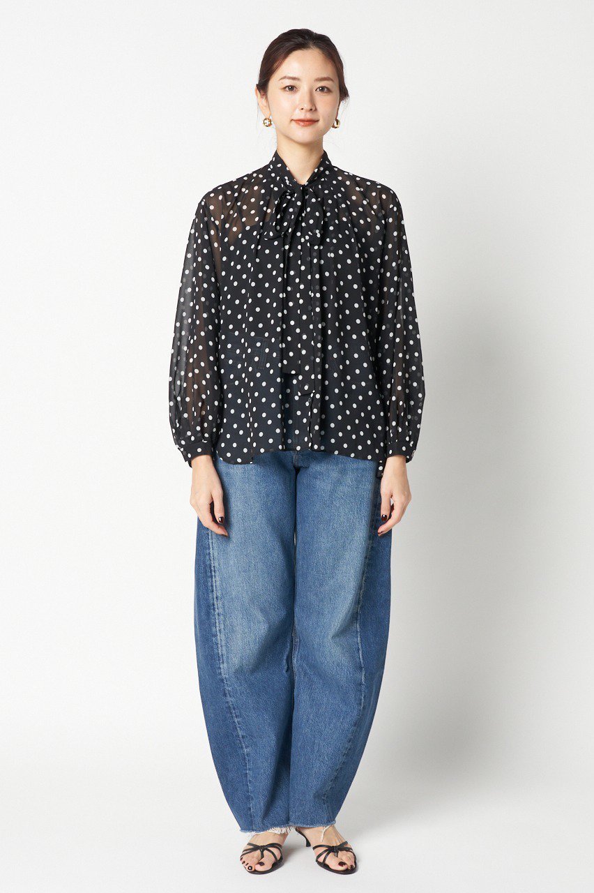 【エリオポール/heliopole】のドットボウタイブラウス 人気、トレンドファッション・服の通販 founy(ファニー) 　ファッション　Fashion　レディースファッション　Ladies' Fashion Online　トップス・カットソー　Tops/Tshirt　シャツ/ブラウス　Shirts/Blouses　おすすめ　Recommend　インナー　Inner　シアー　Sheer　ジャケット　Jacket　スリーブ　Sleeve　デニム　Denim　ドット　Dot　フェミニン　Feminine　プリント　Print　ロング　Long　再入荷　Restock/Back In Stock/Re Arrival　夏　Summer　春　Spring　S/S・春夏　Ss・Spring/Summer　other-6|ID: prp329100003624516 ipo3291000000031332347
