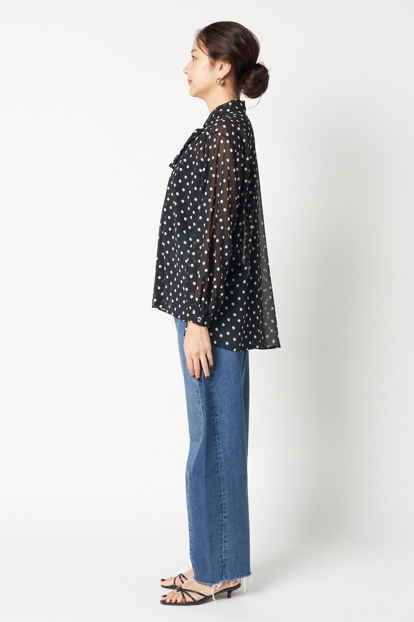 【エリオポール/heliopole】のドットボウタイブラウス 人気、トレンドファッション・服の通販 founy(ファニー) 　ファッション　Fashion　レディースファッション　Ladies' Fashion Online　トップス・カットソー　Tops/Tshirt　シャツ/ブラウス　Shirts/Blouses　おすすめ　Recommend　インナー　Inner　シアー　Sheer　ジャケット　Jacket　スリーブ　Sleeve　デニム　Denim　ドット　Dot　フェミニン　Feminine　プリント　Print　ロング　Long　再入荷　Restock/Back In Stock/Re Arrival　夏　Summer　春　Spring　S/S・春夏　Ss・Spring/Summer　other-7|ID: prp329100003624516 ipo3291000000031332348