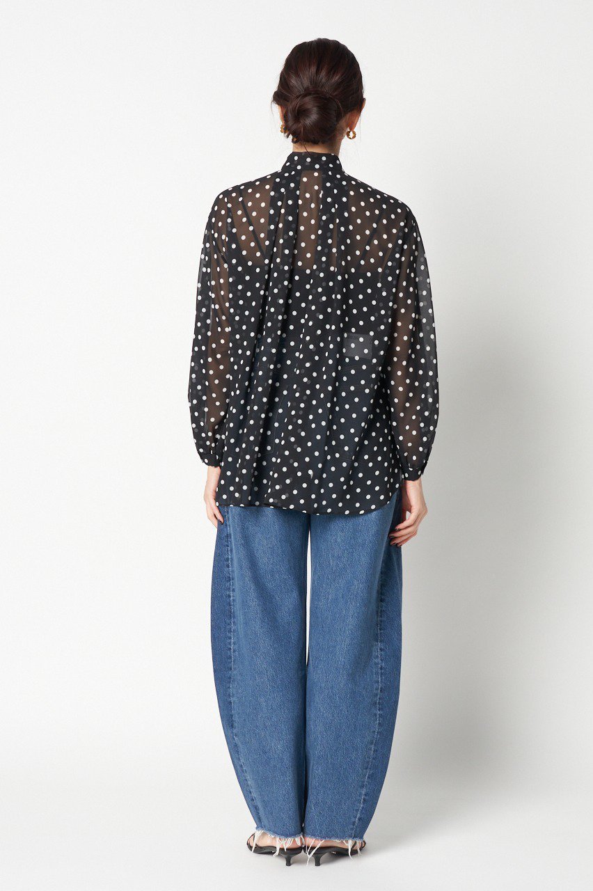 【エリオポール/heliopole】のドットボウタイブラウス 人気、トレンドファッション・服の通販 founy(ファニー) 　ファッション　Fashion　レディースファッション　Ladies' Fashion Online　トップス・カットソー　Tops/Tshirt　シャツ/ブラウス　Shirts/Blouses　おすすめ　Recommend　インナー　Inner　シアー　Sheer　ジャケット　Jacket　スリーブ　Sleeve　デニム　Denim　ドット　Dot　フェミニン　Feminine　プリント　Print　ロング　Long　再入荷　Restock/Back In Stock/Re Arrival　夏　Summer　春　Spring　S/S・春夏　Ss・Spring/Summer　other-8|ID: prp329100003624516 ipo3291000000031332349