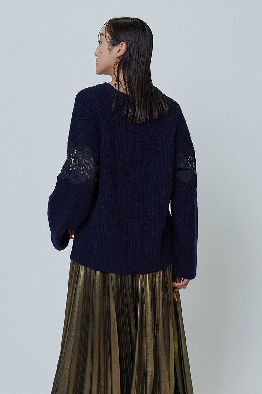 【プルミエ アロンディスモン/1er Arrondissement】のレース畦Vネックプルオーバー 人気、トレンドファッション・服の通販 founy(ファニー) 　ファッション　Fashion　レディースファッション　Fashion for Women　トップス・カットソー　Cut & Sew Tops　ニット　Knit Tops & Sweaters　カジュアルプルオーバー・ニットトップス　Pullovers & Knit Tops / Casual Pullovers　Vネックトップス　V-Neck Tops / V-Cut Neckline Shirts　エレガント 上品　Elegant　ドッキング　Docking, Mixed Material　バランス　Balance, Style Balance　ボックス　Boxy, Box Shape　レース　Lace, Lace Fabric　冬　Winter / This Winter　畦　Ribbed Knit　other-2|ID: prp329100003624627 ipo3291000000032915792