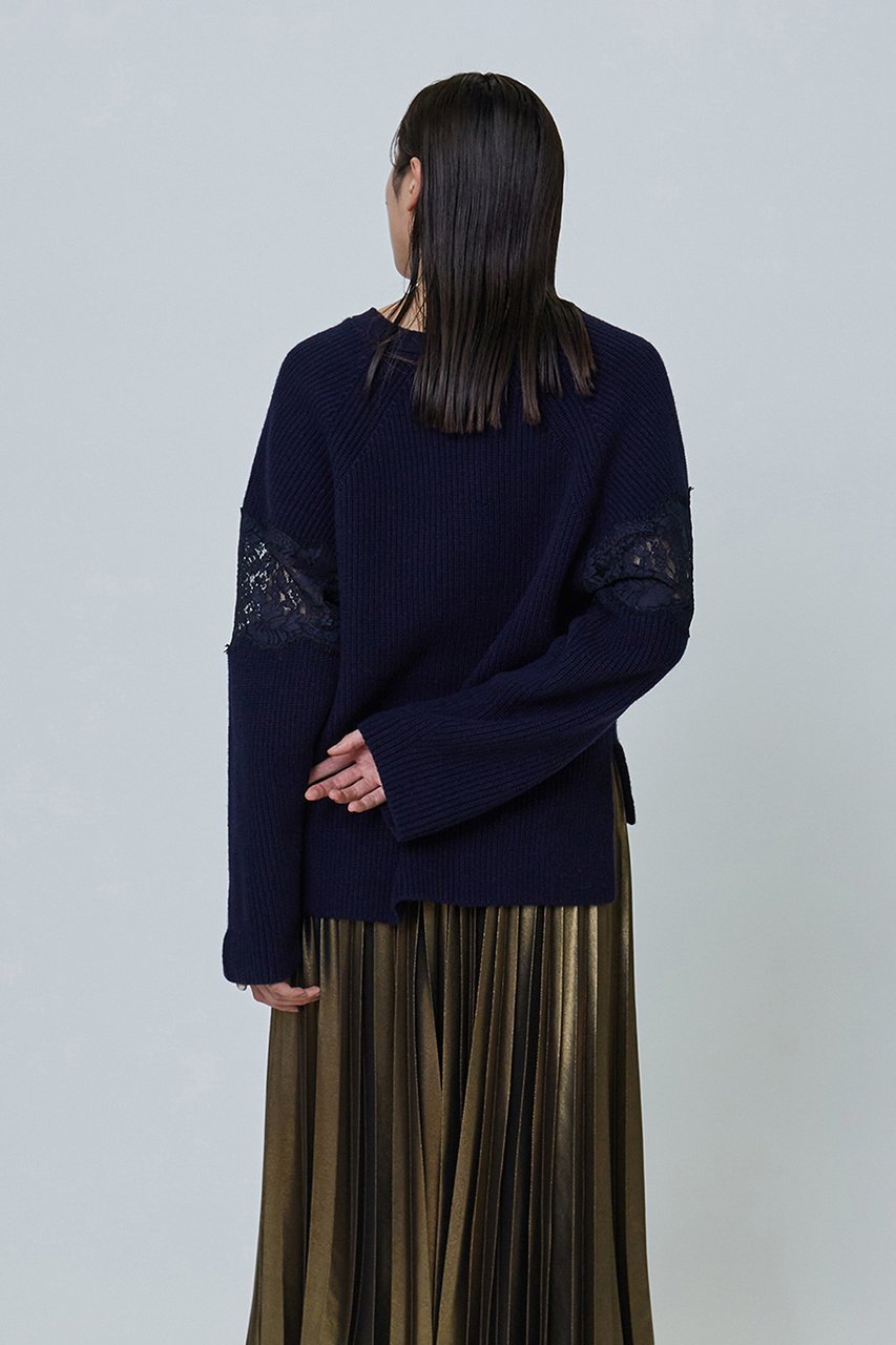 【プルミエ アロンディスモン/1er Arrondissement】のレース畦Vネックプルオーバー 人気、トレンドファッション・服の通販 founy(ファニー) 　ファッション　Fashion　レディースファッション　Fashion for Women　トップス・カットソー　Cut & Sew Tops　ニット　Knit Tops & Sweaters　カジュアルプルオーバー・ニットトップス　Pullovers & Knit Tops / Casual Pullovers　Vネックトップス　V-Neck Tops / V-Cut Neckline Shirts　エレガント 上品　Elegant　ドッキング　Docking, Mixed Material　バランス　Balance, Style Balance　ボックス　Boxy, Box Shape　レース　Lace, Lace Fabric　冬　Winter / This Winter　畦　Ribbed Knit　other-3|ID: prp329100003624627 ipo3291000000032915805