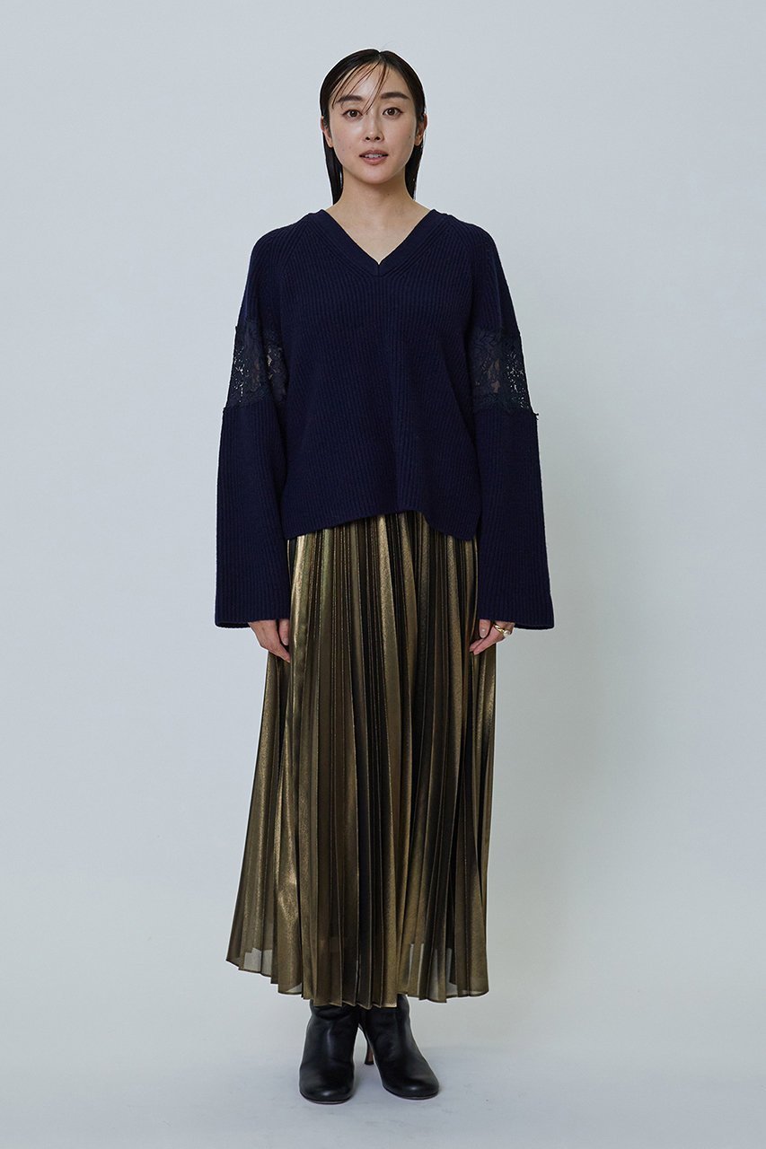 【プルミエ アロンディスモン/1er Arrondissement】のレース畦Vネックプルオーバー 人気、トレンドファッション・服の通販 founy(ファニー) 　ファッション　Fashion　レディースファッション　Fashion for Women　トップス・カットソー　Cut & Sew Tops　ニット　Knit Tops & Sweaters　カジュアルプルオーバー・ニットトップス　Pullovers & Knit Tops / Casual Pullovers　Vネックトップス　V-Neck Tops / V-Cut Neckline Shirts　エレガント 上品　Elegant　ドッキング　Docking, Mixed Material　バランス　Balance, Style Balance　ボックス　Boxy, Box Shape　レース　Lace, Lace Fabric　冬　Winter / This Winter　畦　Ribbed Knit　other-4|ID: prp329100003624627 ipo3291000000032915813