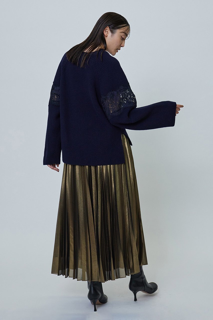 【プルミエ アロンディスモン/1er Arrondissement】のレース畦Vネックプルオーバー 人気、トレンドファッション・服の通販 founy(ファニー) ファッション Fashion レディースファッション Fashion for Women トップス・カットソー Cut & Sew Tops ニット Knit Tops & Sweaters カジュアルプルオーバー・ニットトップス Pullovers & Knit Tops / Casual Pullovers Vネックトップス V-Neck Tops / V-Cut Neckline Shirts エレガント 上品 Elegant ドッキング Docking, Mixed Material バランス Balance, Style Balance ボックス Boxy, Box Shape レース Lace, Lace Fabric 冬 Winter / This Winter 畦 Ribbed Knit other-6|ID: prp329100003624627 ipo3291000000035830612