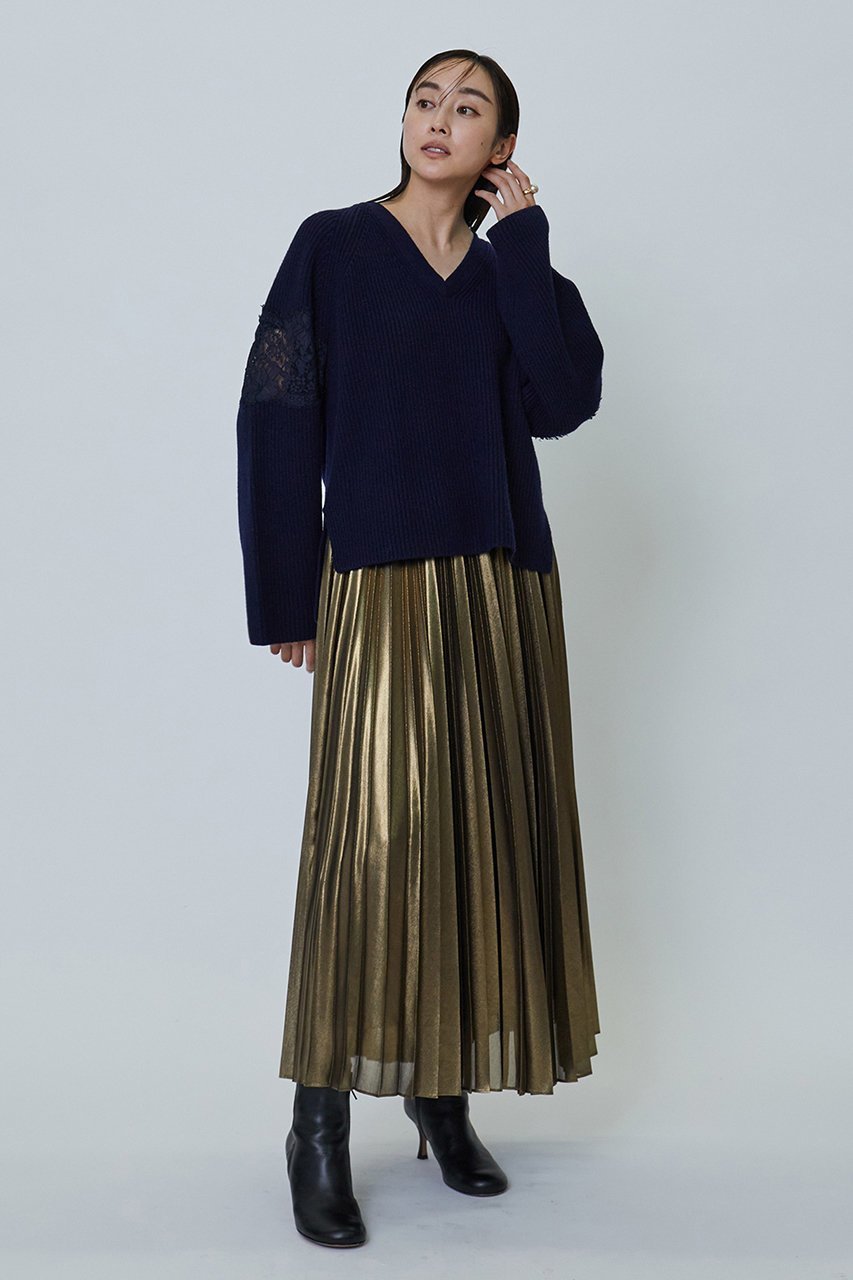 【プルミエ アロンディスモン/1er Arrondissement】のレース畦Vネックプルオーバー 人気、トレンドファッション・服の通販 founy(ファニー) ファッション Fashion レディースファッション Fashion for Women トップス・カットソー Cut & Sew Tops ニット Knit Tops & Sweaters カジュアルプルオーバー・ニットトップス Pullovers & Knit Tops / Casual Pullovers Vネックトップス V-Neck Tops / V-Cut Neckline Shirts エレガント 上品 Elegant ドッキング Docking, Mixed Material バランス Balance, Style Balance ボックス Boxy, Box Shape レース Lace, Lace Fabric 冬 Winter / This Winter 畦 Ribbed Knit other-8|ID: prp329100003624627 ipo3291000000035830614