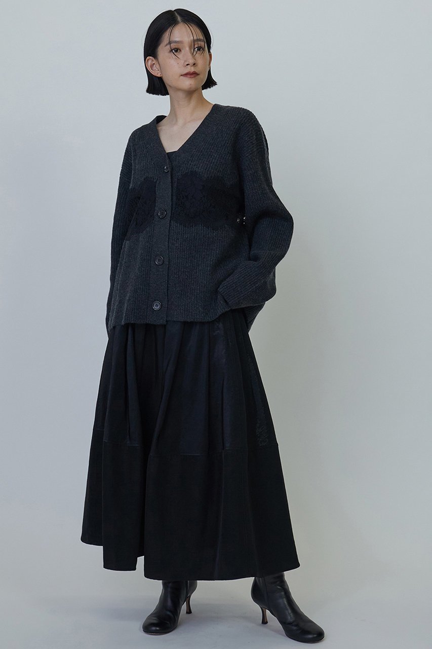 【プルミエ アロンディスモン/1er Arrondissement】のレース畦カーディガン 人気、トレンドファッション・服の通販 founy(ファニー) 　ファッション　Fashion　レディースファッション　Fashion for Women　トップス・カットソー　Cut & Sew Tops　ニット　Knit Tops & Sweaters　カーディガン・羽織り　Layered Style Cardigans　おすすめ　Recommended / Our Picks　エレガント 上品　Elegant　カーディガン　Cardigan, Knitwear　キャミソール　Camisole, Spaghetti Strap Top　ストレート　Straight, Straight Cut　タンク　Tank Top, Sleeveless Top　レース　Lace, Lace Fabric　畦　Ribbed Knit　秋　Autumn　other-3|ID: prp329100003624628 ipo3291000000032956019