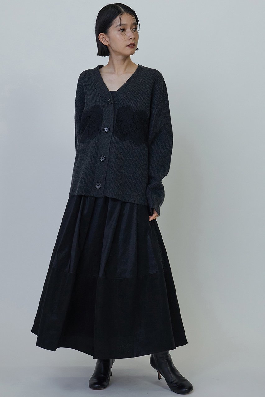 【プルミエ アロンディスモン/1er Arrondissement】のレース畦カーディガン 人気、トレンドファッション・服の通販 founy(ファニー) 　ファッション　Fashion　レディースファッション　Fashion for Women　トップス・カットソー　Cut & Sew Tops　ニット　Knit Tops & Sweaters　カーディガン・羽織り　Layered Style Cardigans　おすすめ　Recommended / Our Picks　エレガント 上品　Elegant　カーディガン　Cardigan, Knitwear　キャミソール　Camisole, Spaghetti Strap Top　ストレート　Straight, Straight Cut　タンク　Tank Top, Sleeveless Top　レース　Lace, Lace Fabric　畦　Ribbed Knit　秋　Autumn　other-4|ID: prp329100003624628 ipo3291000000032956023