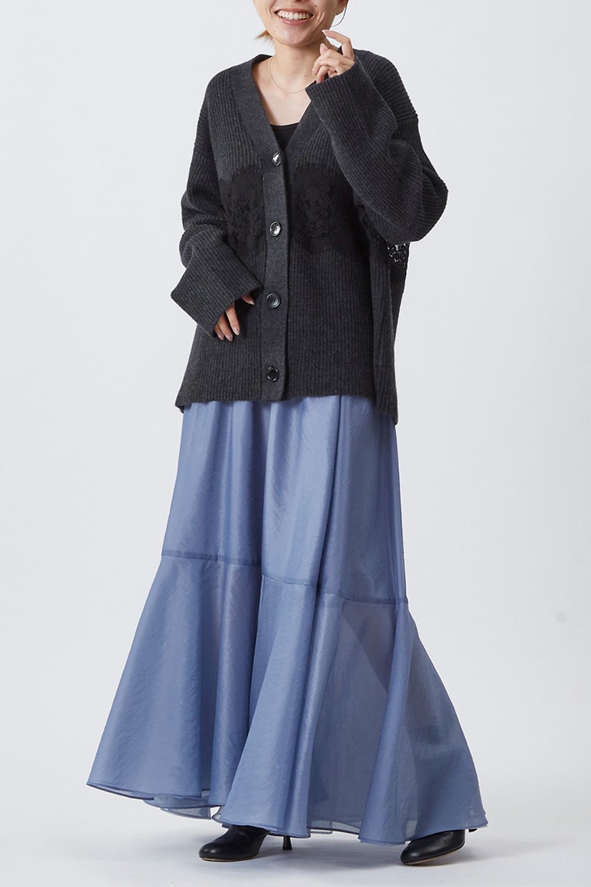 【プルミエ アロンディスモン/1er Arrondissement】のレース畦カーディガン 人気、トレンドファッション・服の通販 founy(ファニー) 　ファッション　Fashion　レディースファッション　Fashion for Women　トップス・カットソー　Cut & Sew Tops　ニット　Knit Tops & Sweaters　カーディガン・羽織り　Layered Style Cardigans　おすすめ　Recommended / Our Picks　エレガント 上品　Elegant　カーディガン　Cardigan, Knitwear　キャミソール　Camisole, Spaghetti Strap Top　ストレート　Straight, Straight Cut　タンク　Tank Top, Sleeveless Top　レース　Lace, Lace Fabric　畦　Ribbed Knit　秋　Autumn　other-7|ID: prp329100003624628 ipo3291000000032956033