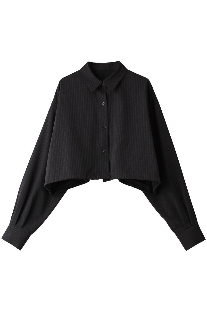 【リムアーク/RIM.ARK】のDrawstring short SH/シャツ インテリア・キッズ・メンズ・レディースファッション・服の通販 founy(ファニー) 　ファッション　Fashion　レディースファッション　Fashion for Women　トップス・カットソー　Cut & Sew Tops　シャツ・ブラウス・オフィスカジュアル　Elegant Blouses & Button-Ups　クロップド　Cropped, Short Length　ストライプ　Stripe, Striped Pattern　スリーブ　Sleeve, Long Sleeve / Short Sleeve　スーツ　Suit, Formalwear　バランス　Balance, Style Balance　バルーン　Balloon, Balloon Silhouette　メンズ　Men's, Menswear　ロング　Long, Long-Length　エレガント 上品　Elegant　グレーストライプ|ID: prp329100003624895 ipo3291000000035823131
