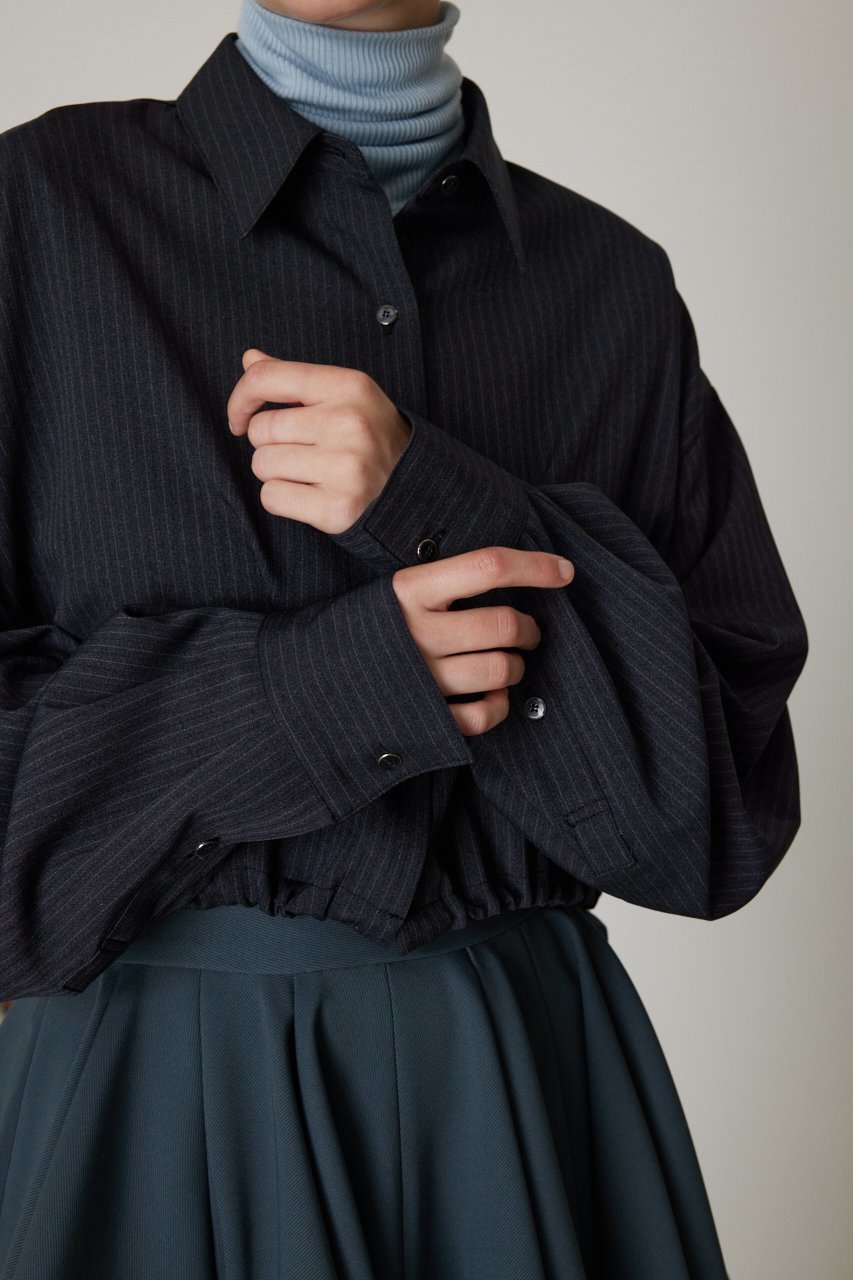 【リムアーク/RIM.ARK】のDrawstring short SH/シャツ 人気、トレンドファッション・服の通販 founy(ファニー) 　ファッション　Fashion　レディースファッション　Fashion for Women　トップス・カットソー　Cut & Sew Tops　シャツ・ブラウス・オフィスカジュアル　Elegant Blouses & Button-Ups　クロップド　Cropped, Short Length　ストライプ　Stripe, Striped Pattern　スリーブ　Sleeve, Long Sleeve / Short Sleeve　スーツ　Suit, Formalwear　バランス　Balance, Style Balance　バルーン　Balloon, Balloon Silhouette　メンズ　Men's, Menswear　ロング　Long, Long-Length　エレガント 上品　Elegant　other-8|ID: prp329100003624895 ipo3291000000035823138