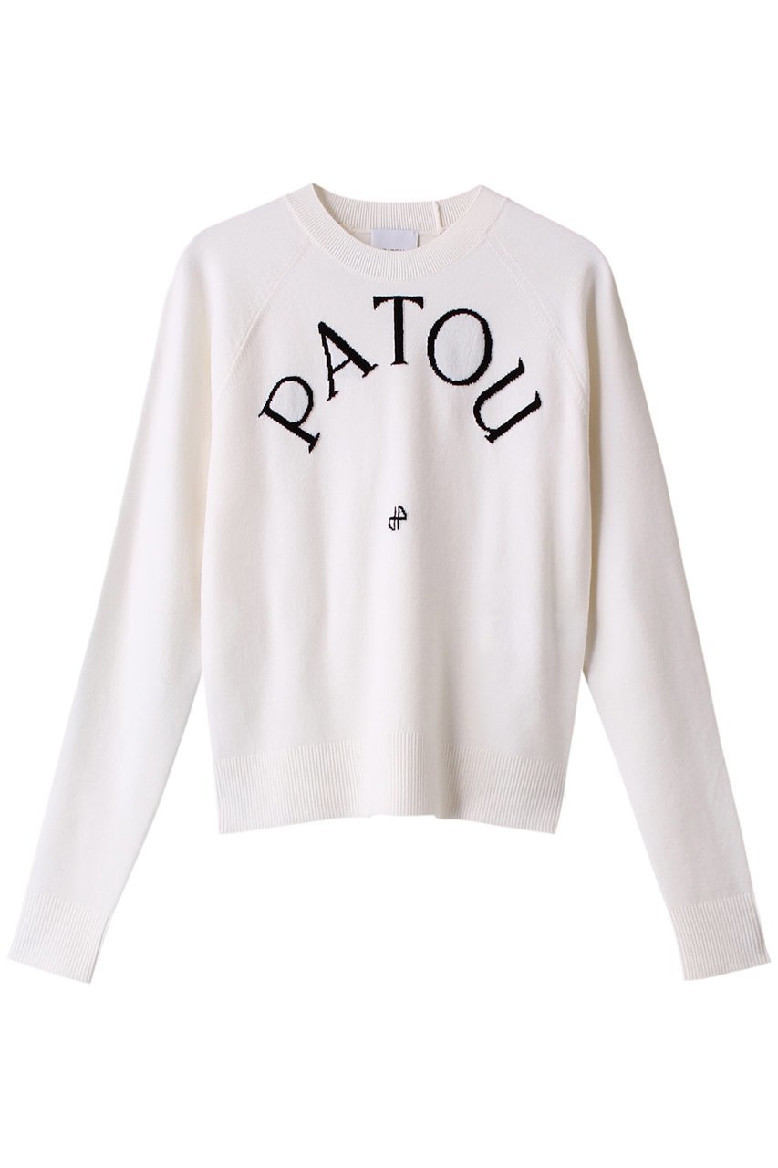 【パトゥ/PATOU】のPATOU ジャカードニット ロングスリーブトップス インテリア・キッズ・メンズ・レディースファッション・服の通販 founy(ファニー) 　ファッション　Fashion　レディースファッション　Fashion for Women　トップス・カットソー　Cut & Sew Tops　ニット　Knit Tops & Sweaters　シャツ・ブラウス・オフィスカジュアル　Elegant Blouses & Button-Ups　ロングTシャツ・Tシャツ　Longline T-Shirts & Tees　カットソー・ベーシックTシャツ　Cut-and-Sewn Tops / Stretch Tees & Basics　シンプル　Simple, Minimal　ジャカード／ジャガード　Jacquard, Woven Pattern　スリーブ　Sleeve, Long Sleeve / Short Sleeve　フロント　Front, Front Design　ボトム　Bottoms, Lower Wear　モノトーン　Monotone, Black and White　ロング　Long, Long-Length　ホワイト|ID: prp329100003625008 ipo3291000000032846726