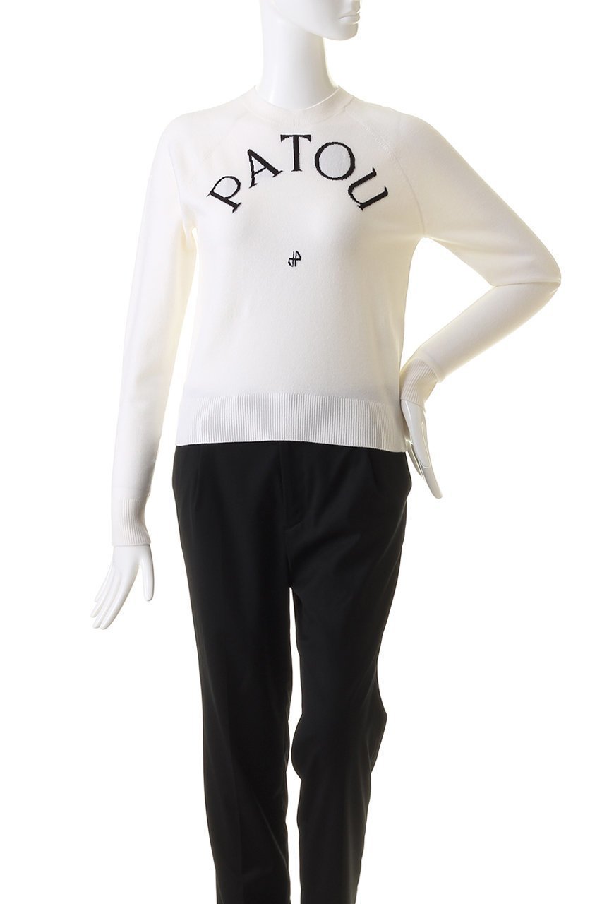 【パトゥ/PATOU】のPATOU ジャカードニット ロングスリーブトップス 人気、トレンドファッション・服の通販 founy(ファニー) 　ファッション　Fashion　レディースファッション　Fashion for Women　トップス・カットソー　Cut & Sew Tops　ニット　Knit Tops & Sweaters　シャツ・ブラウス・オフィスカジュアル　Elegant Blouses & Button-Ups　ロングTシャツ・Tシャツ　Longline T-Shirts & Tees　カットソー・ベーシックTシャツ　Cut-and-Sewn Tops / Stretch Tees & Basics　シンプル　Simple, Minimal　ジャカード／ジャガード　Jacquard, Woven Pattern　スリーブ　Sleeve, Long Sleeve / Short Sleeve　フロント　Front, Front Design　ボトム　Bottoms, Lower Wear　モノトーン　Monotone, Black and White　ロング　Long, Long-Length　other-2|ID: prp329100003625008 ipo3291000000032846732