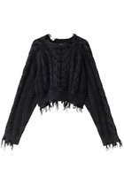 【プランク プロジェクト/PRANK PROJECT】のオーバーダイケミカルケーブルニット / Over-die Chemical Cable Knit BLK(ブラック)|ID: prp329100003625071 ipo3291000000029771710