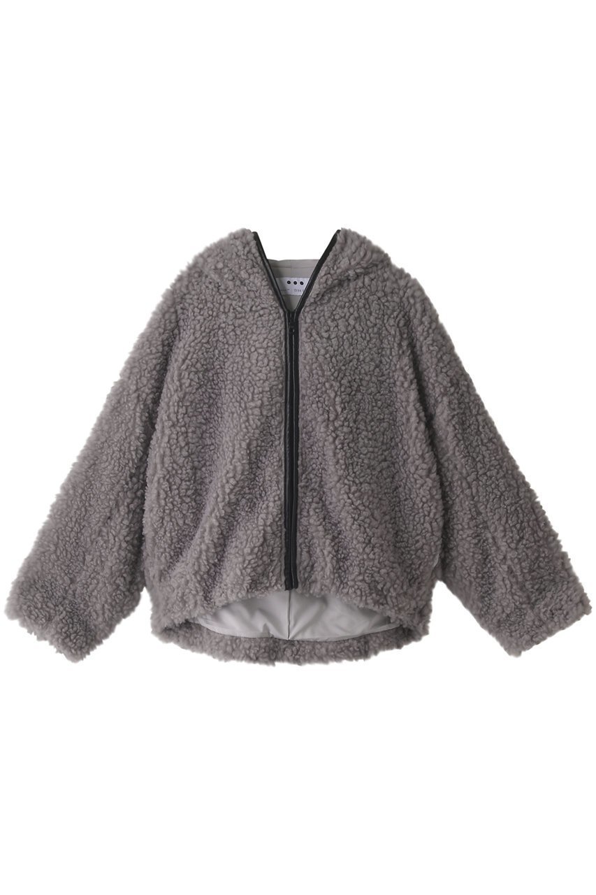 【スリー ドッツ/three dots】のエアリープードル ブルゾン インテリア・キッズ・メンズ・レディースファッション・服の通販 founy(ファニー) 　ファッション　Fashion　レディースファッション　Fashion for Women　アウター　Coat / Outerwear Collection　レディースジャケット・軽アウター　Jackets　ブルゾンジャケット・スポーティアウター　Blouson Jackets　シンプル　Simple, Minimal　ジャケット　Jacket, Outerwear　パイピング　Piping, Trim Design　フェイクファー　Faux Fur, Imitation Fur　フェイクレザー　Faux Leather, PU Leather　ブルゾン　Blouson, Bomber Jacket　モコモコ　Fuzzy, Fluffy　グレー|ID: prp329100003625149 ipo3291000000032963289