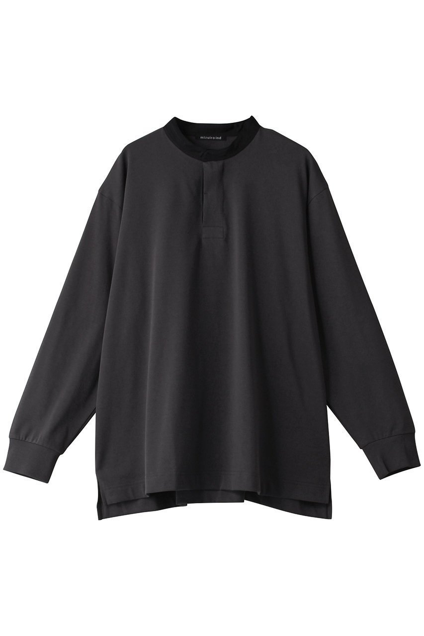 【ミズイロ インド/mizuiro ind】のstand collar rugby tunic チュニック インテリア・キッズ・メンズ・レディースファッション・服の通販 founy(ファニー) 　ファッション　Fashion　レディースファッション　WOMEN　ワンピース　Dress　チュニック　Tunic　サテン　Satin　シンプル　Simple　スタンド　Stand　チュニック　Tunic　gray|ID: prp329100003626031 ipo3291000000028403940