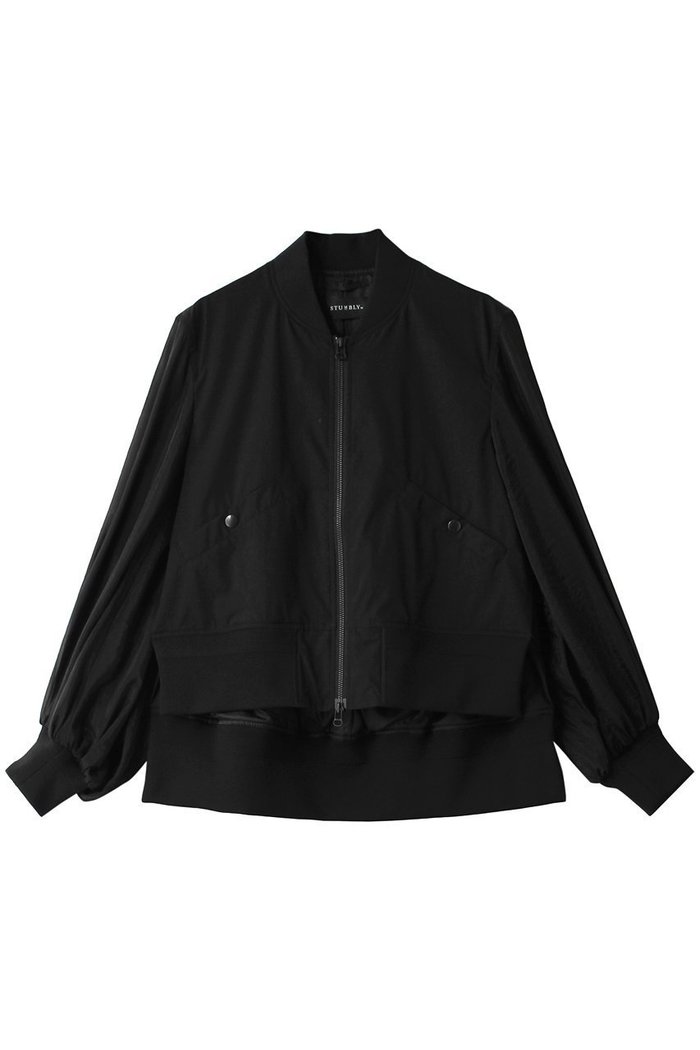 【ヒューエルミュージアム/hueLe Museum】の【STUMBLY】Sheer Sleeve MA-1 インテリア・キッズ・メンズ・レディースファッション・服の通販 founy(ファニー) https://founy.com/ ファッション Fashion レディースファッション WOMEN アウター Coat Outerwear ジャケット Jackets MA-1 MA-1 ギャザー Gather ジャケット Jacket タフタ Taffeta ドッキング Docking フロント Front ブルゾン Blouson |ID: prp329100003626250 ipo3291000000030864746
