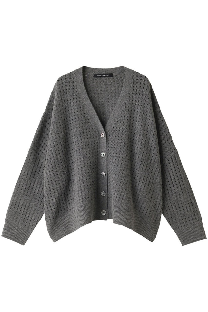 【ミズイロ インド/mizuiro ind】のmesh pattern wide CD カーディガン インテリア・キッズ・メンズ・レディースファッション・服の通販 founy(ファニー) 　ファッション　Fashion　レディースファッション　WOMEN　トップス・カットソー　Tops/Tshirt　ニット　Knit Tops　カーディガン　Cardigans　カーディガン　Cardigan　シンプル　Simple　タートルネック　Turtleneck　トレンド　Trend　パターン　Pattern　ボトム　Bottom　メッシュ　Mesh　今季　This Season　定番　Standard　gray|ID: prp329100003630142 ipo3291000000029958294