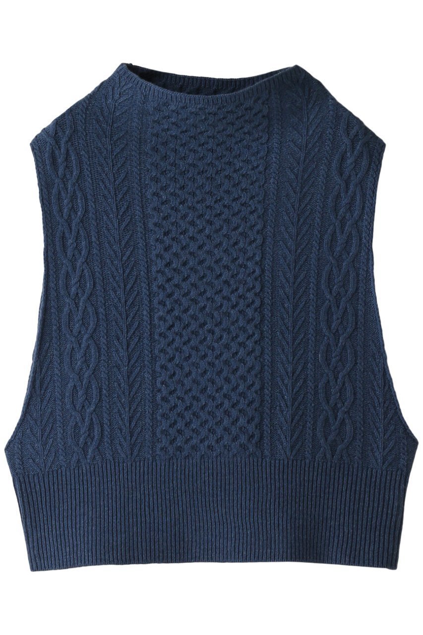 【ミズイロ インド/mizuiro ind】のbottle neck cable vest ベスト インテリア・キッズ・メンズ・レディースファッション・服の通販 founy(ファニー) 　ファッション　Fashion　レディースファッション　WOMEN　トップス・カットソー　Tops/Tshirt　ニット　Knit Tops　ベスト/ジレ　Gilets/Vests　プルオーバー　Pullover　ベスト　Vest　ボトルネック　Bottleneck　今季　This Season　A/W・秋冬　Aw・Autumn/Winter・Fw・Fall-Winter　blue|ID: prp329100003630143 ipo3291000000029958278