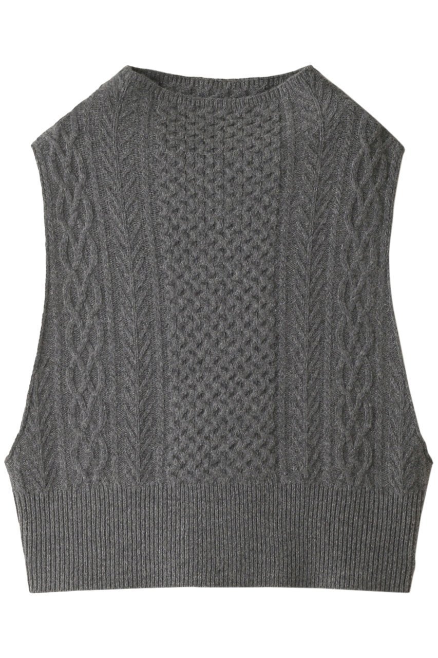 【ミズイロ インド/mizuiro ind】のbottle neck cable vest ベスト インテリア・キッズ・メンズ・レディースファッション・服の通販 founy(ファニー) 　ファッション　Fashion　レディースファッション　WOMEN　トップス・カットソー　Tops/Tshirt　ニット　Knit Tops　ベスト/ジレ　Gilets/Vests　プルオーバー　Pullover　ベスト　Vest　ボトルネック　Bottleneck　今季　This Season　A/W・秋冬　Aw・Autumn/Winter・Fw・Fall-Winter　gray|ID: prp329100003630143 ipo3291000000029958280