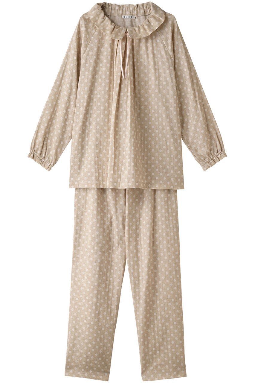 【イクコ/IKUKO】の杢糸Wガーゼラウンドカラーパジャマ 人気、トレンドファッション・服の通販 founy(ファニー) 　ファッション　Fashion　レディースファッション　WOMEN　ダブル　Double　パジャマ　Pajamas　フェミニン　Feminine　ラウンド　Round　リボン　Ribbon　 other-1|ID: prp329100003637769 ipo3291000000023900662