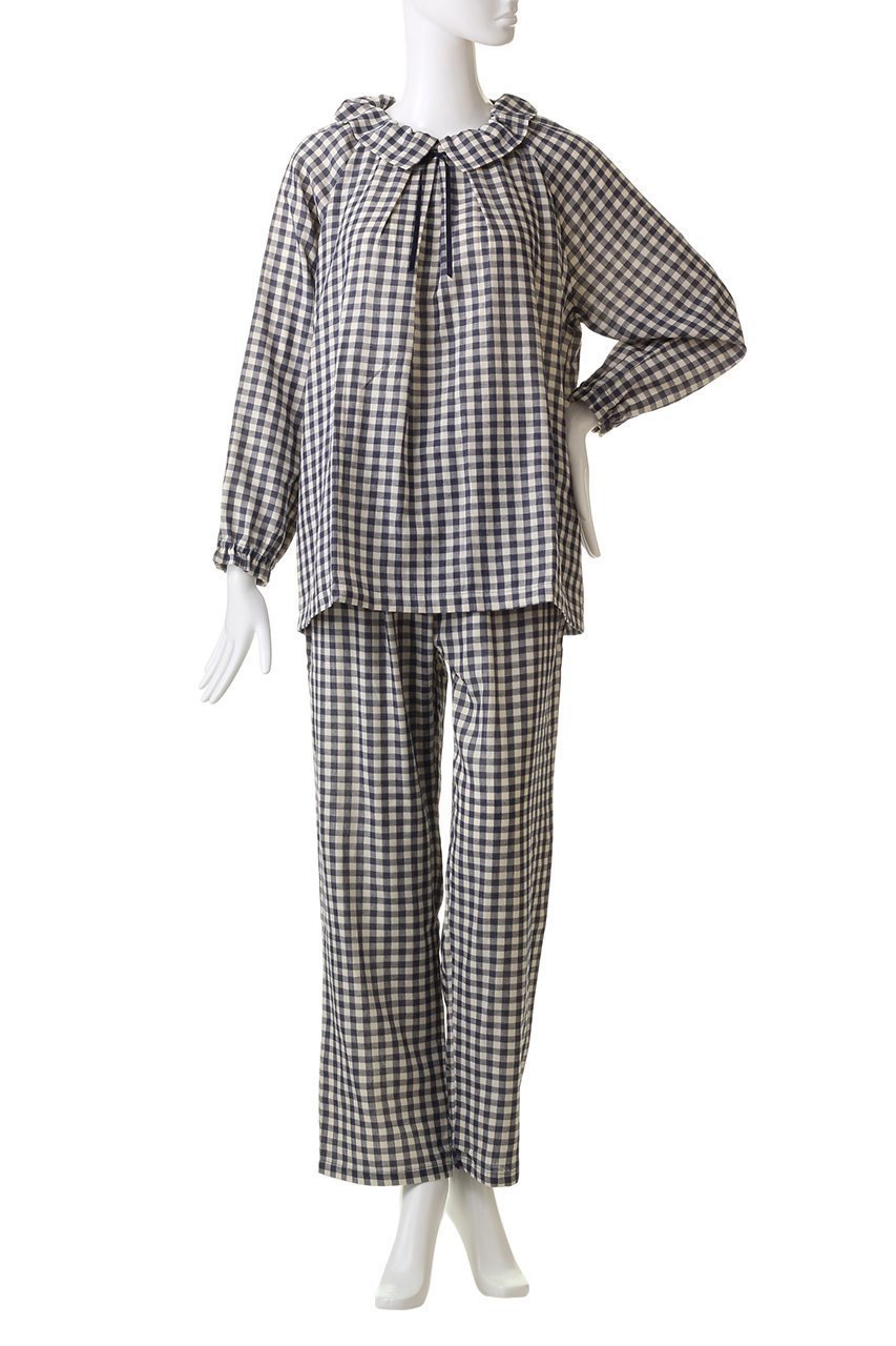 【イクコ/IKUKO】の杢糸Wガーゼラウンドカラーパジャマ 人気、トレンドファッション・服の通販 founy(ファニー) 　ファッション　Fashion　レディースファッション　WOMEN　ダブル　Double　パジャマ　Pajamas　フェミニン　Feminine　ラウンド　Round　リボン　Ribbon　other-2|ID: prp329100003637769 ipo3291000000031395385