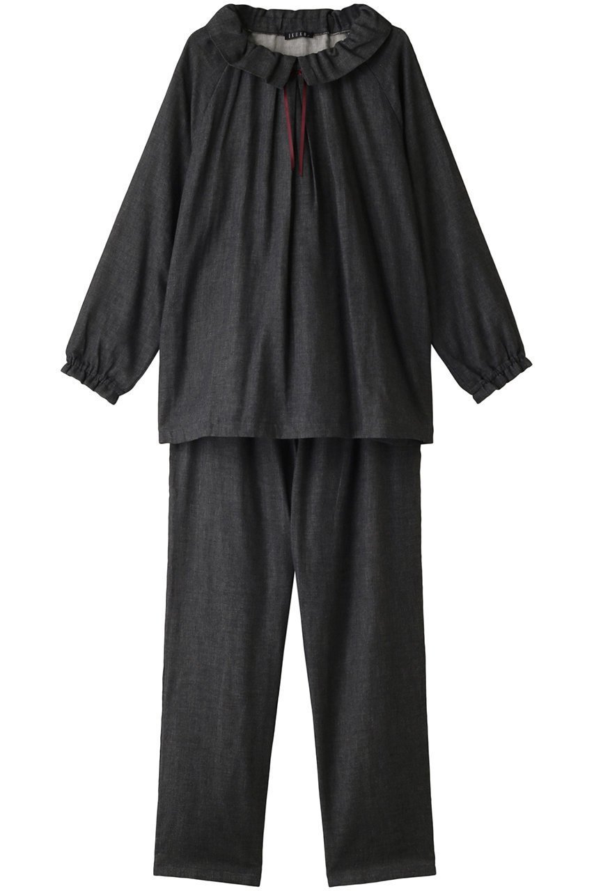 【イクコ/IKUKO】の杢糸Wガーゼラウンドカラーパジャマ インテリア・キッズ・メンズ・レディースファッション・服の通販 founy(ファニー) 　ファッション　Fashion　レディースファッション　Fashion for Women　ダブル　Double, Double-Breasted　パジャマ　Pajamas, Sleepwear　フェミニン　Feminine, Girly　ラウンド　Round, Round Neck　リボン　Ribbon, Bow　ブラック無地|ID: prp329100003637769 ipo3291000000032831936