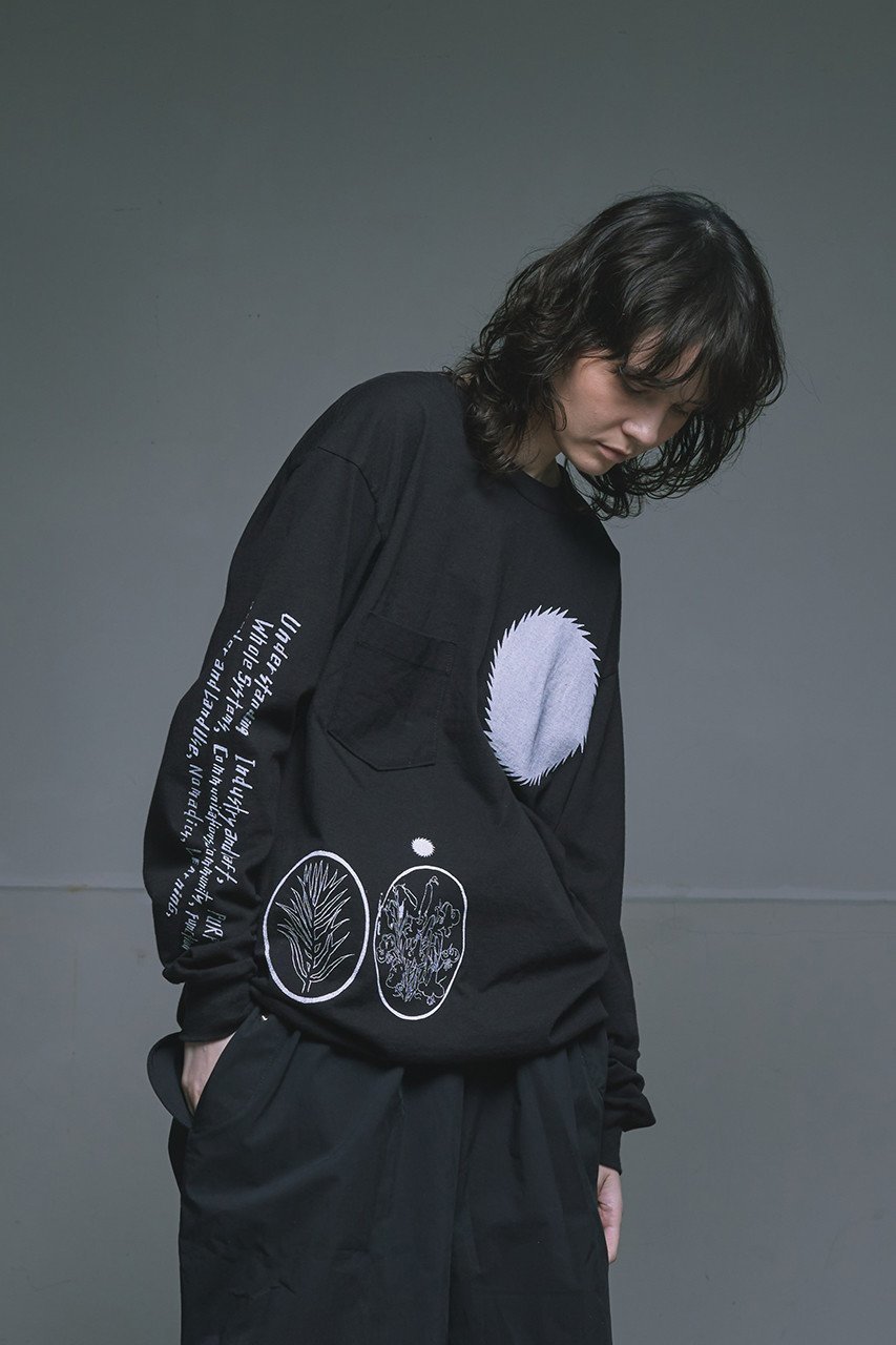 【シシ/sisii】の【UNISEX】【sisii×Amane Murakami】プリント ロングスリーブ スイッチポケット Tシャツ 人気、トレンドファッション・服の通販 founy(ファニー) 　ファッション　Fashion　レディースファッション　WOMEN　トップス・カットソー　Tops/Tshirt　シャツ/ブラウス　Shirts/Blouses　ロング / Tシャツ　T-Shirts　カットソー　Cut and Sewn　ユニセックス　Unisex　スリーブ　Sleeve　デニム　Denim　プリント　Print　ポケット　Pocket　モノトーン　Monotone　ロング　Long　other-7|ID: prp329100003637776 ipo3291000000031395424