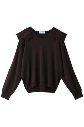 【リムアーク/RIM.ARK】 Shoulder design knit tops/ニット人気、トレンドファッション・服の通販 founy(ファニー) ファッション Fashion レディースファッション WOMEN トップス・カットソー Tops/Tshirt ニット Knit Tops プルオーバー Pullover シンプル Simple ドッキング Docking フリンジ Fringe ランダム Random |ID:prp329100003640479