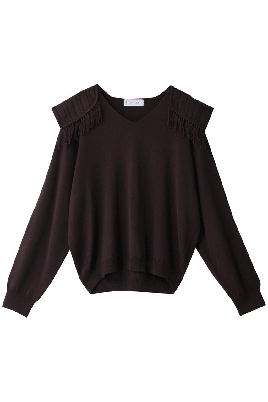 【リムアーク/RIM.ARK】のShoulder design knit tops/ニット 人気、トレンドファッション・服の通販 founy(ファニー) 　ファッション　Fashion　レディースファッション　WOMEN　トップス・カットソー　Tops/Tshirt　ニット　Knit Tops　プルオーバー　Pullover　シンプル　Simple　ドッキング　Docking　フリンジ　Fringe　ランダム　Random　再入荷　Restock/Back In Stock/Re Arrival　 other-1|ID: prp329100003640479 ipo3291000000028260465