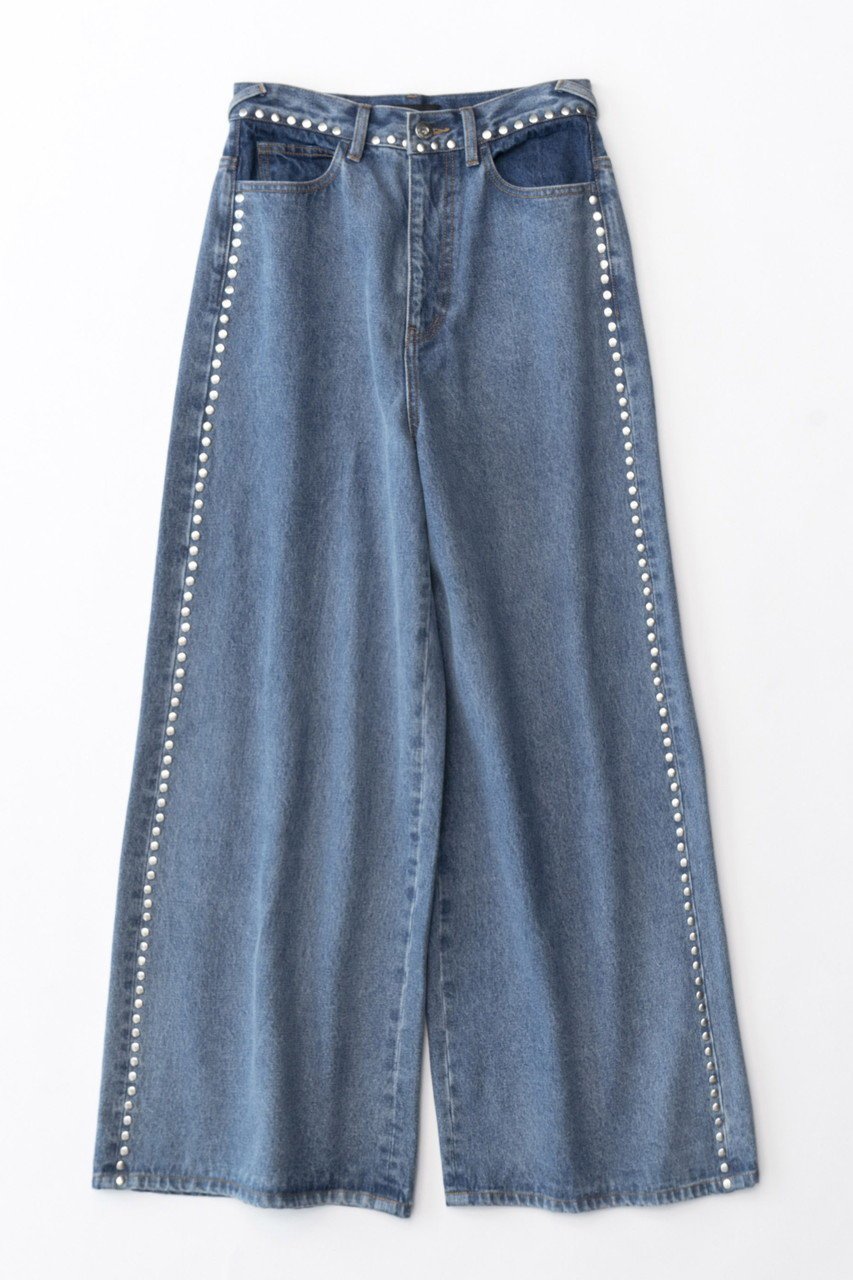 【メゾンスペシャル/MAISON SPECIAL】のStuds Side Line Wide Denim/スタッズサイドラインワイドデニム インテリア・キッズ・メンズ・レディースファッション・服の通販 founy(ファニー) 　ファッション　Fashion　レディースファッション　WOMEN　パンツ　Pants　デニムパンツ　Denim Pants　スタッズ　Studs　デニム　Denim　トレンド　Trend　モダン　Modern　ワイド　Wide　冬　Winter　BLU(ブルー)|ID: prp329100003643096 ipo3291000000023930238