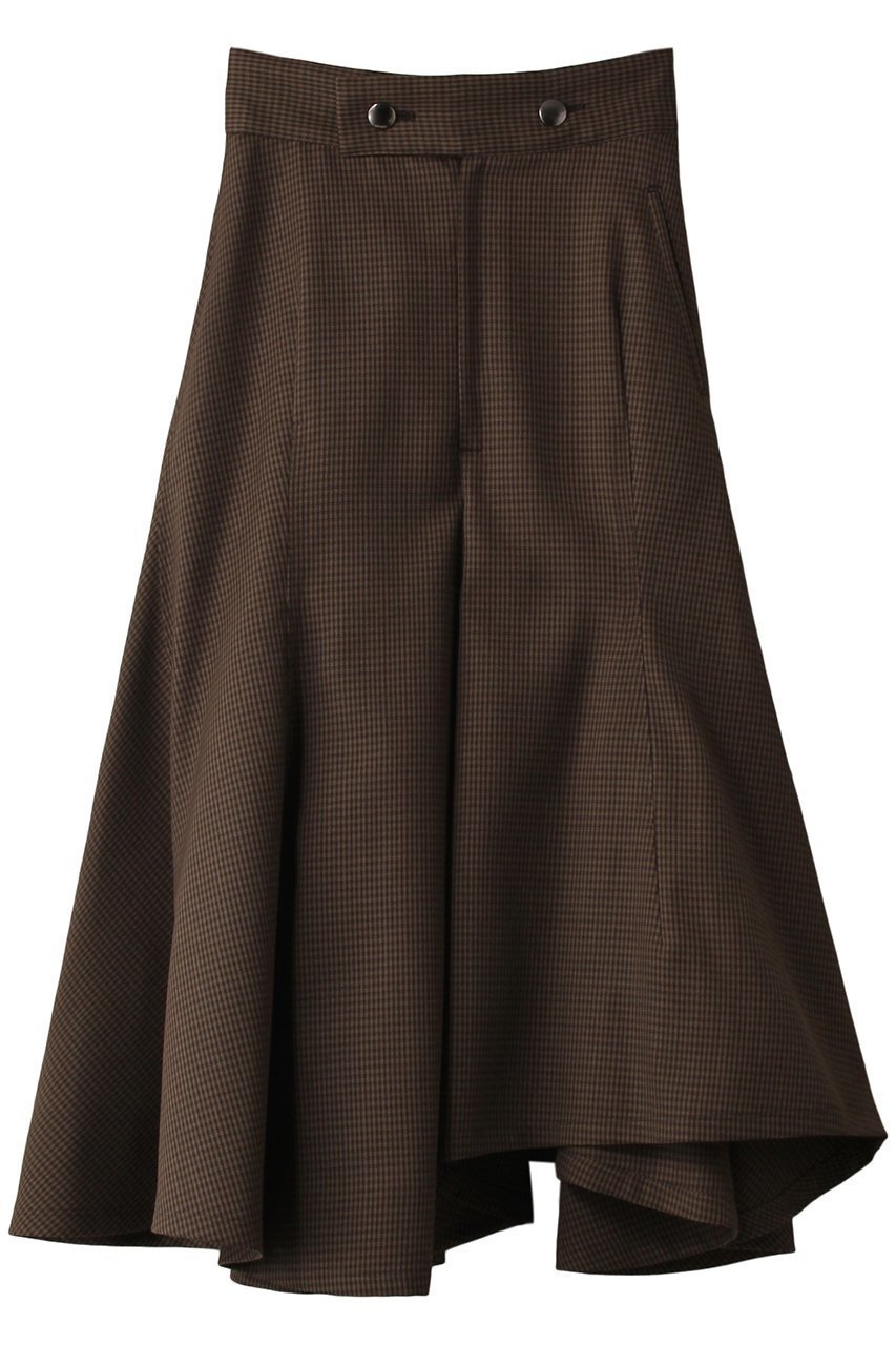 【ウジョー/Ujoh】のGunclubチェック ランダムヘムスカート インテリア・キッズ・メンズ・レディースファッション・服の通販 founy(ファニー) 　ファッション　Fashion　レディースファッション　WOMEN　スカート　Skirt　ロングスカート　Long Skirt　エレガント 上品　チェック　フレア　ヘムライン　ランダム　ロング　カーキ×ダークブラウン|ID: prp329100003645482 ipo3291000000023944494