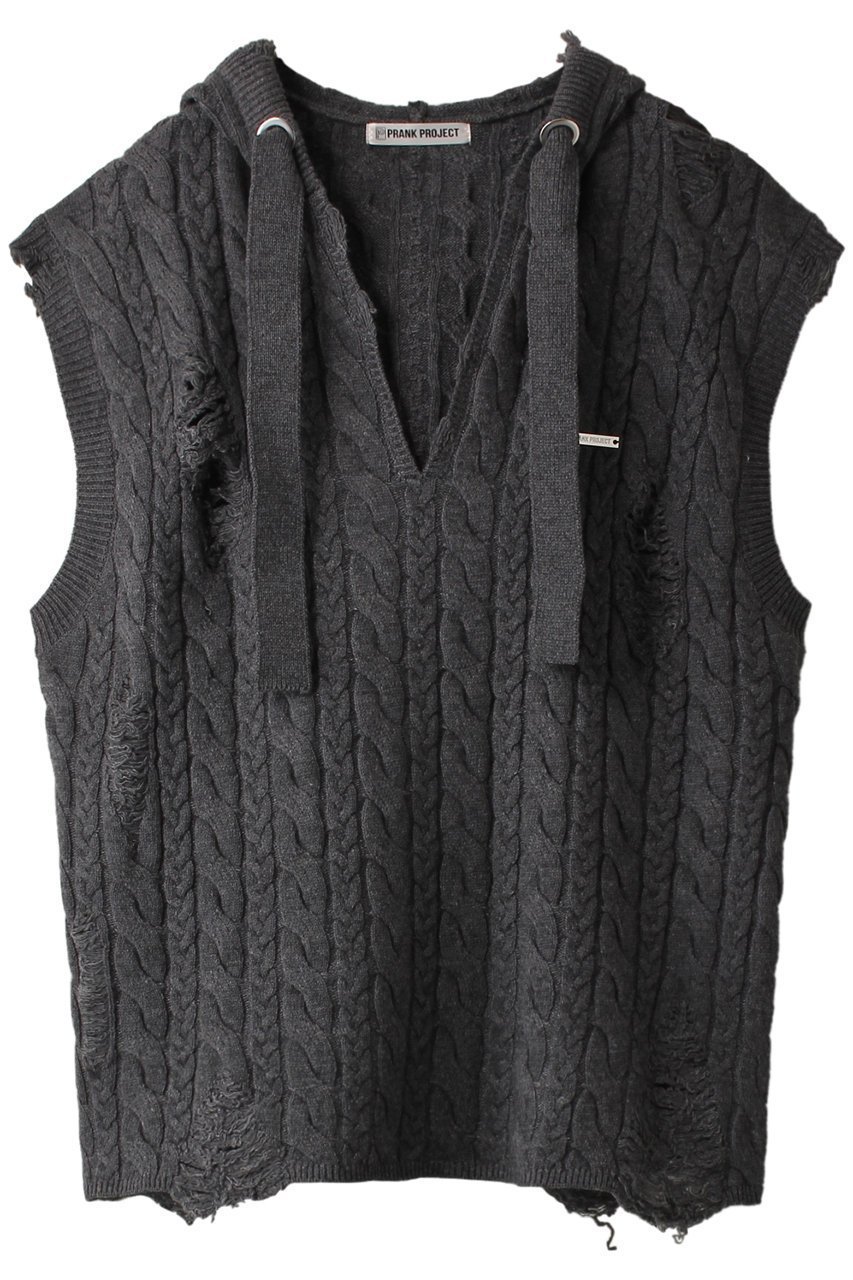 【プランク プロジェクト/PRANK PROJECT】の【UNISEX】クラッシュケーブルベスト/Crashed Cable Vest 人気、トレンドファッション・服の通販 founy(ファニー) 　ファッション　Fashion　レディースファッション　WOMEN　トップス・カットソー　Tops/Tshirt　ニット　Knit Tops　ベスト/ジレ　Gilets/Vests　プルオーバー　Pullover　ユニセックス　Unisex　おすすめ　Recommend　クラッシュ　Crash　ストレッチ　Stretch　チュニック　Tunic　プレート　Plate　ミニスカート　Mini Skirt　ワイド　Wide　 other-1|ID: prp329100003645515 ipo3291000000026727463