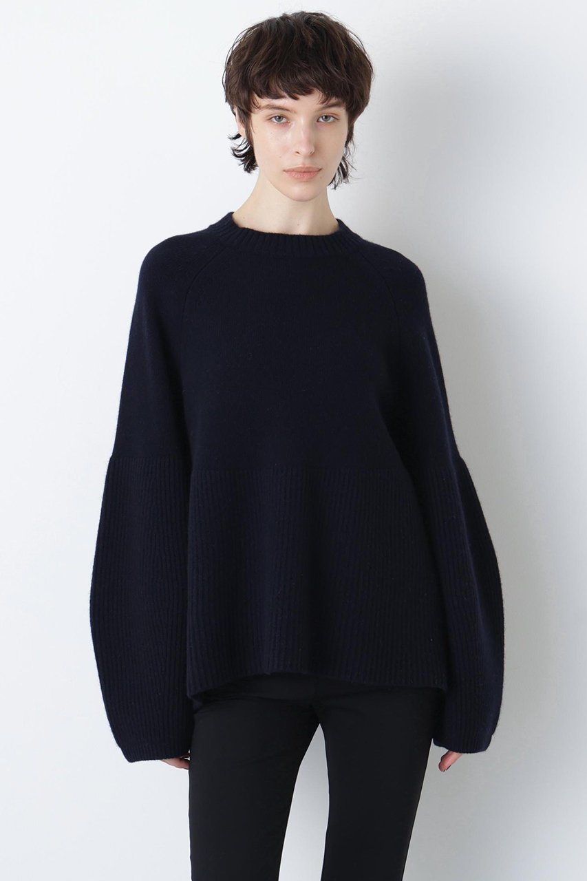 【ヒューエルミュージアム/hueLe Museum】の【hLM】ウールカシミヤニット インテリア・キッズ・メンズ・レディースファッション・服の通販 founy(ファニー) 　ファッション　Fashion　レディースファッション　Fashion for Women　トップス・カットソー　Cut & Sew Tops　ニット　Knit Tops & Sweaters　カジュアルプルオーバー・ニットトップス　Pullovers & Knit Tops / Casual Pullovers　なめらか　Smooth, Silky Texture　シンプル　Simple, Minimal　フォルム　Silhouette, Form　ペプラム　Peplum, Flared Hem　エレガント 上品　Elegant　ネイビー|ID: prp329100003647533 ipo3291000000035905063