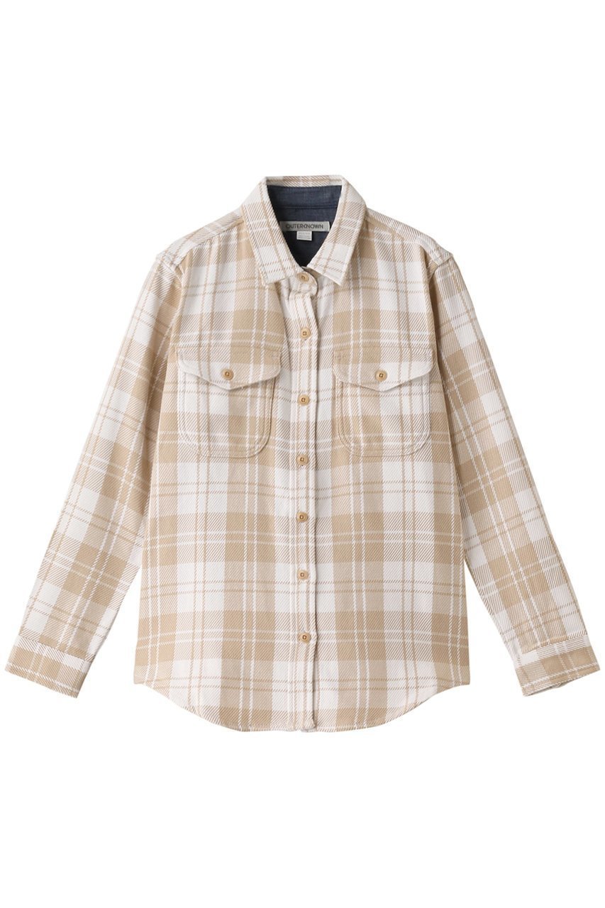 【アウターノウン/OUTERKNOWN】のBLANKET SHIRT コットンツイルチェック シャツ インテリア・キッズ・メンズ・レディースファッション・服の通販 founy(ファニー) 　ファッション　Fashion　レディースファッション　WOMEN　トップス・カットソー　Tops/Tshirt　シャツ/ブラウス　Shirts/Blouses　ロング / Tシャツ　T-Shirts　アウトドア　Outdoor　カリフォルニア　California　スリーブ　Sleeve　チェック　Check　ブランケット　Blanket　ロング　Long　ベージュ|ID: prp329100003647574 ipo3291000000025357940