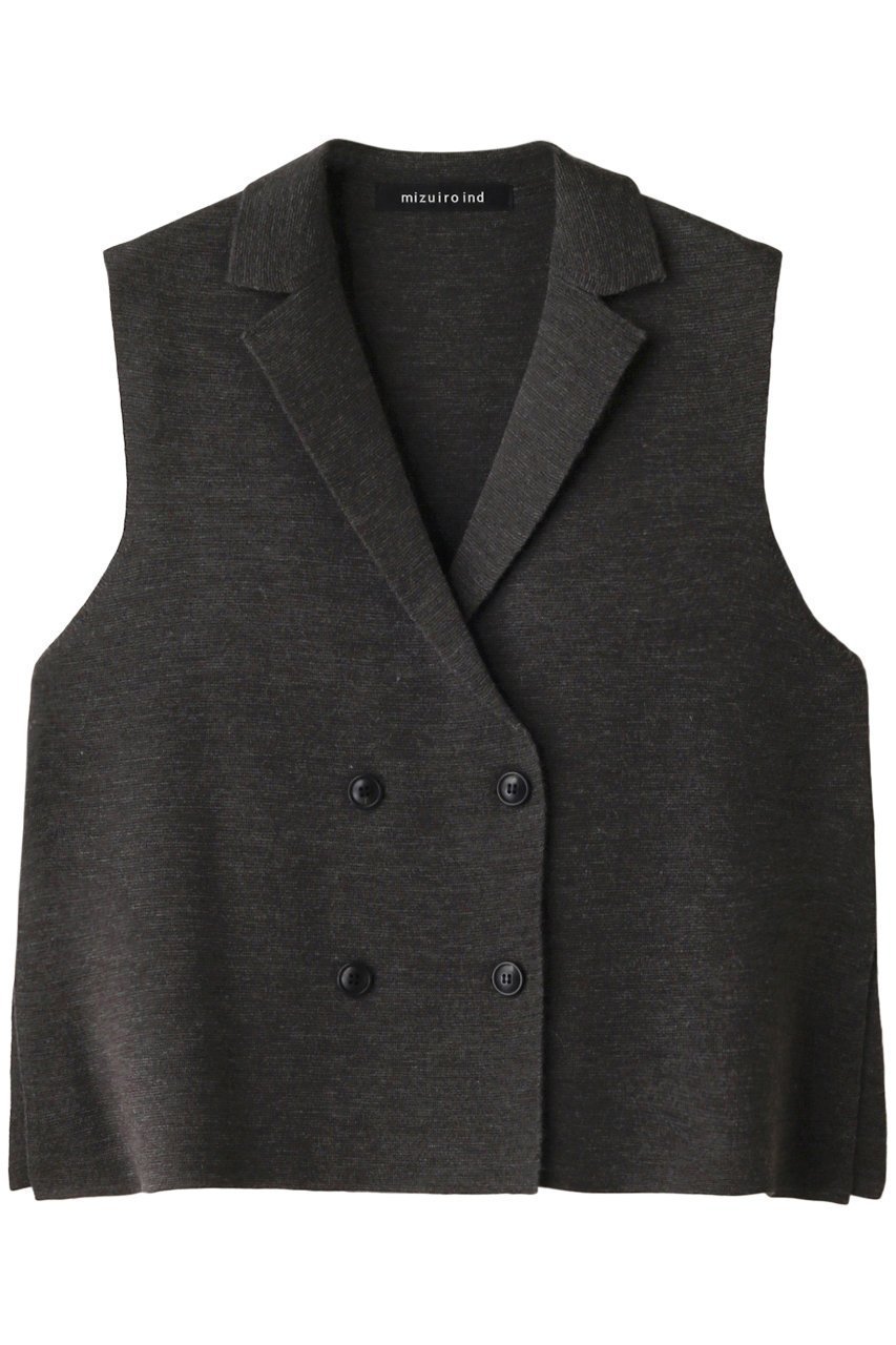 【ミズイロ インド/mizuiro ind】のdouble breasted vest ベスト インテリア・キッズ・メンズ・レディースファッション・服の通販 founy(ファニー) 　ファッション　Fashion　レディースファッション　WOMEN　トップス・カットソー　Tops/Tshirt　ニット　Knit Tops　ベスト/ジレ　Gilets/Vests　プルオーバー　Pullover　シンプル　Simple　スリット　Slit　ダブル　Double　ベスト　Vest　ミラノリブ　Milan Ribs　エレガント 上品　Elegant　gray|ID: prp329100003651608 ipo3291000000029958266