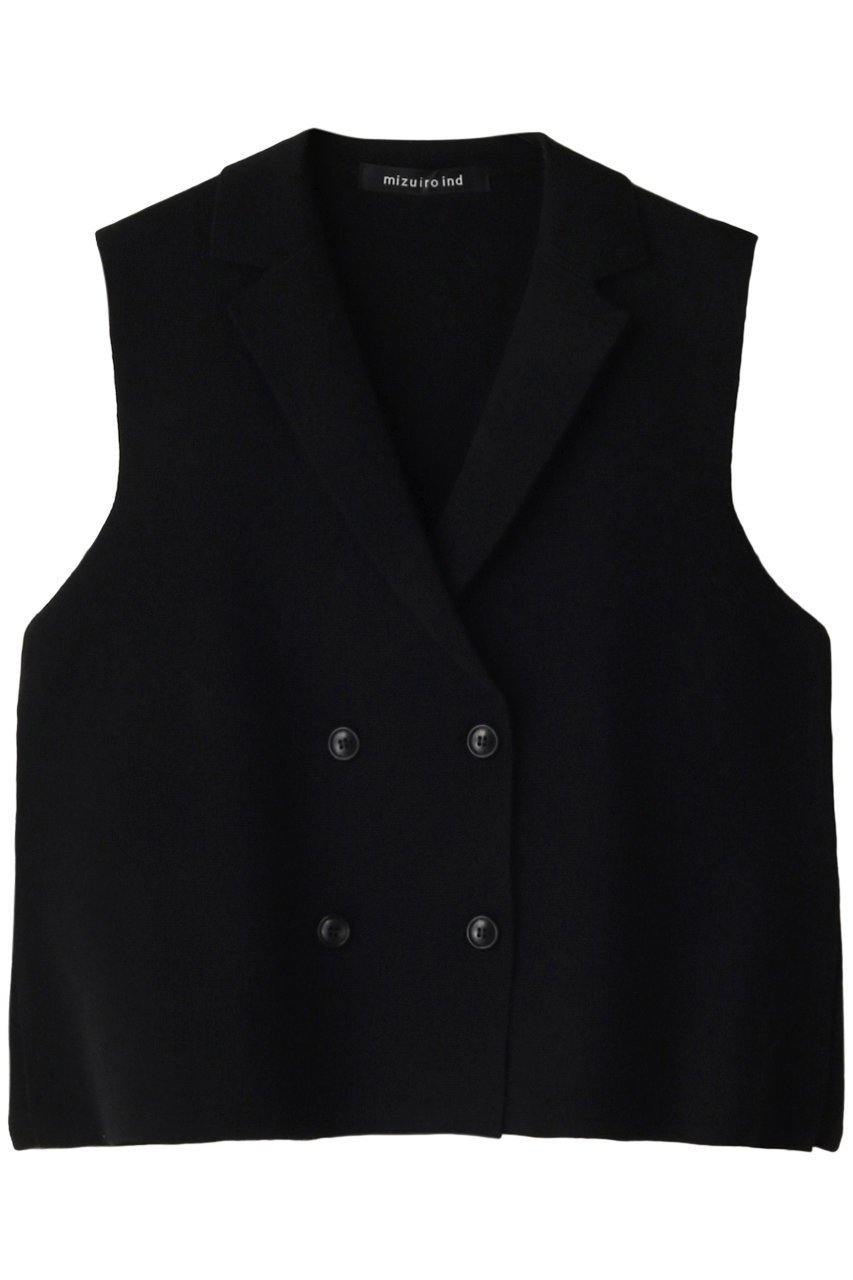 【ミズイロ インド/mizuiro ind】のdouble breasted vest ベスト インテリア・キッズ・メンズ・レディースファッション・服の通販 founy(ファニー) 　ファッション　Fashion　レディースファッション　WOMEN　トップス・カットソー　Tops/Tshirt　ニット　Knit Tops　ベスト/ジレ　Gilets/Vests　プルオーバー　Pullover　シンプル　Simple　スリット　Slit　ダブル　Double　ベスト　Vest　ミラノリブ　Milan Ribs　エレガント 上品　Elegant　black|ID: prp329100003651608 ipo3291000000029958267