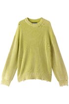 【メゾンスペシャル/MAISON SPECIAL】の【UNISEX】スノー加工ダメージクルーネックニットPO LIME(ライム)|ID:prp329100003655857