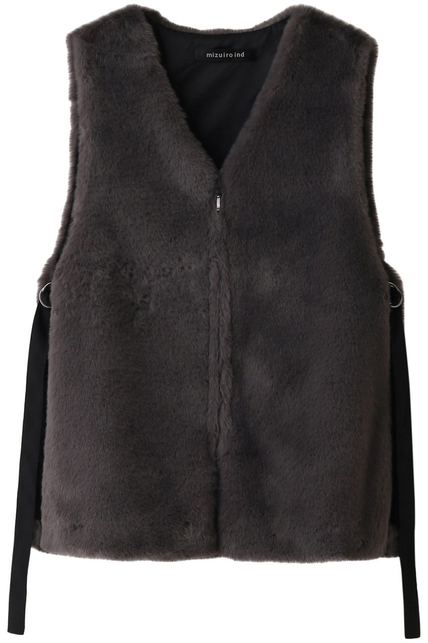 【ミズイロ インド/mizuiro ind】のfake fur gilet ジレ インテリア・キッズ・メンズ・レディースファッション・服の通販 founy(ファニー) 　ファッション　Fashion　レディースファッション　WOMEN　アウター　Coat Outerwear　ジャケット　Jackets　シンプル　Simple　ジップ　Zip　ジャケット　Jacket　フェイクファー　Faux Fur　ベスト　Vest　ラグジュアリー　Luxury　gray|ID: prp329100003670853 ipo3291000000029958248