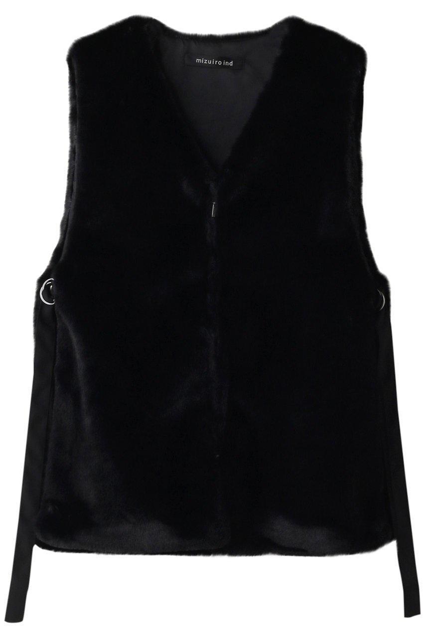 【ミズイロ インド/mizuiro ind】のfake fur gilet ジレ インテリア・キッズ・メンズ・レディースファッション・服の通販 founy(ファニー) 　ファッション　Fashion　レディースファッション　WOMEN　アウター　Coat Outerwear　ジャケット　Jackets　シンプル　Simple　ジップ　Zip　ジャケット　Jacket　フェイクファー　Faux Fur　ベスト　Vest　ラグジュアリー　Luxury　black|ID: prp329100003670853 ipo3291000000029958249