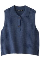 【ミズイロ インド/mizuiro ind】のshort vest with collar ベスト blue|ID:prp329100003670854