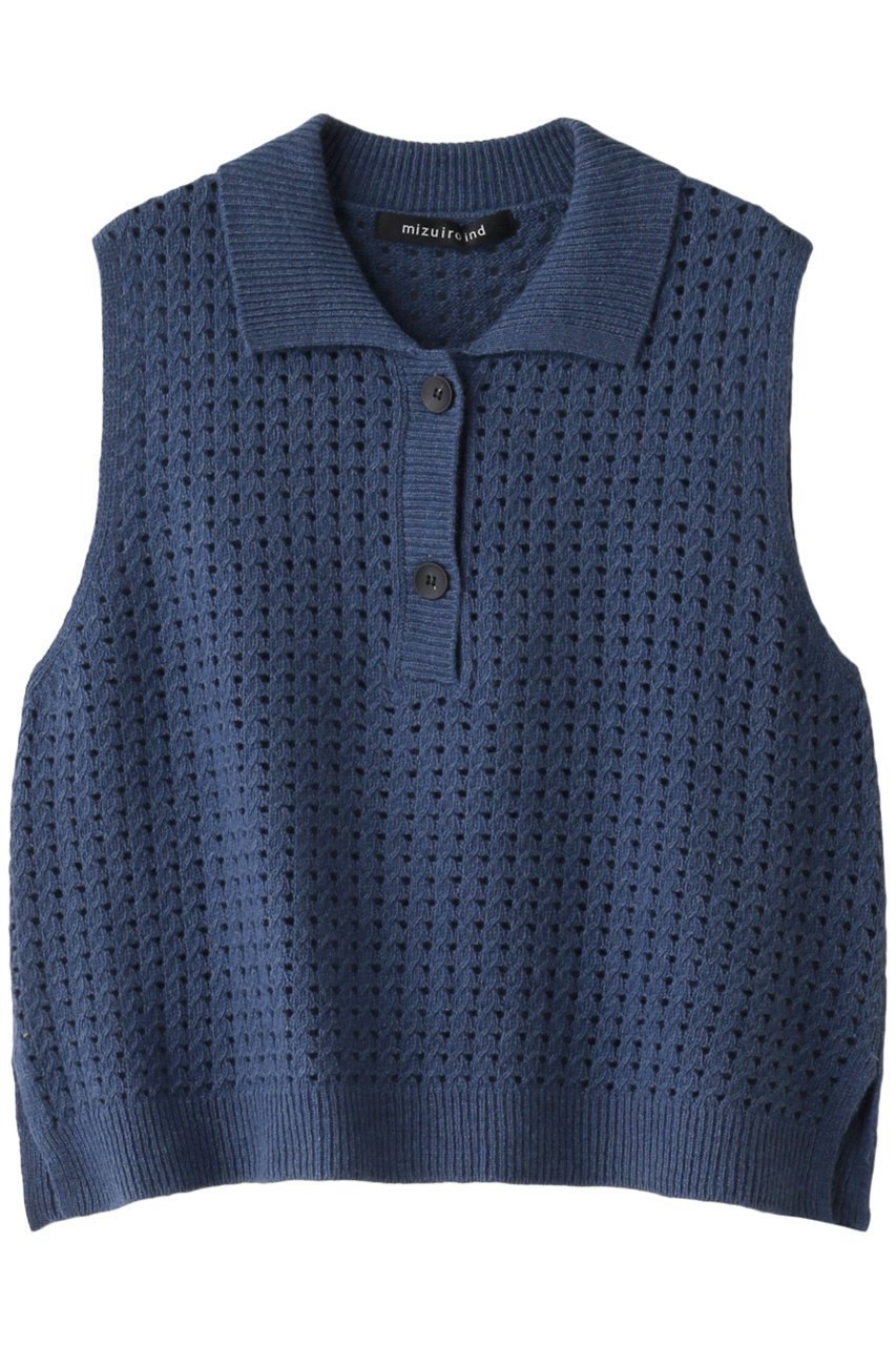 【ミズイロ インド/mizuiro ind】のshort vest with collar ベスト インテリア・キッズ・メンズ・レディースファッション・服の通販 founy(ファニー) 　ファッション　Fashion　レディースファッション　WOMEN　トップス・カットソー　Tops/Tshirt　ニット　Knit Tops　ベスト/ジレ　Gilets/Vests　プルオーバー　Pullover　カットソー　Cut And Sew　ショート　Short　タートルネック　Turtleneck　トレンド　Trend　ベスト　Vest　blue|ID: prp329100003670854 ipo3291000000028403837