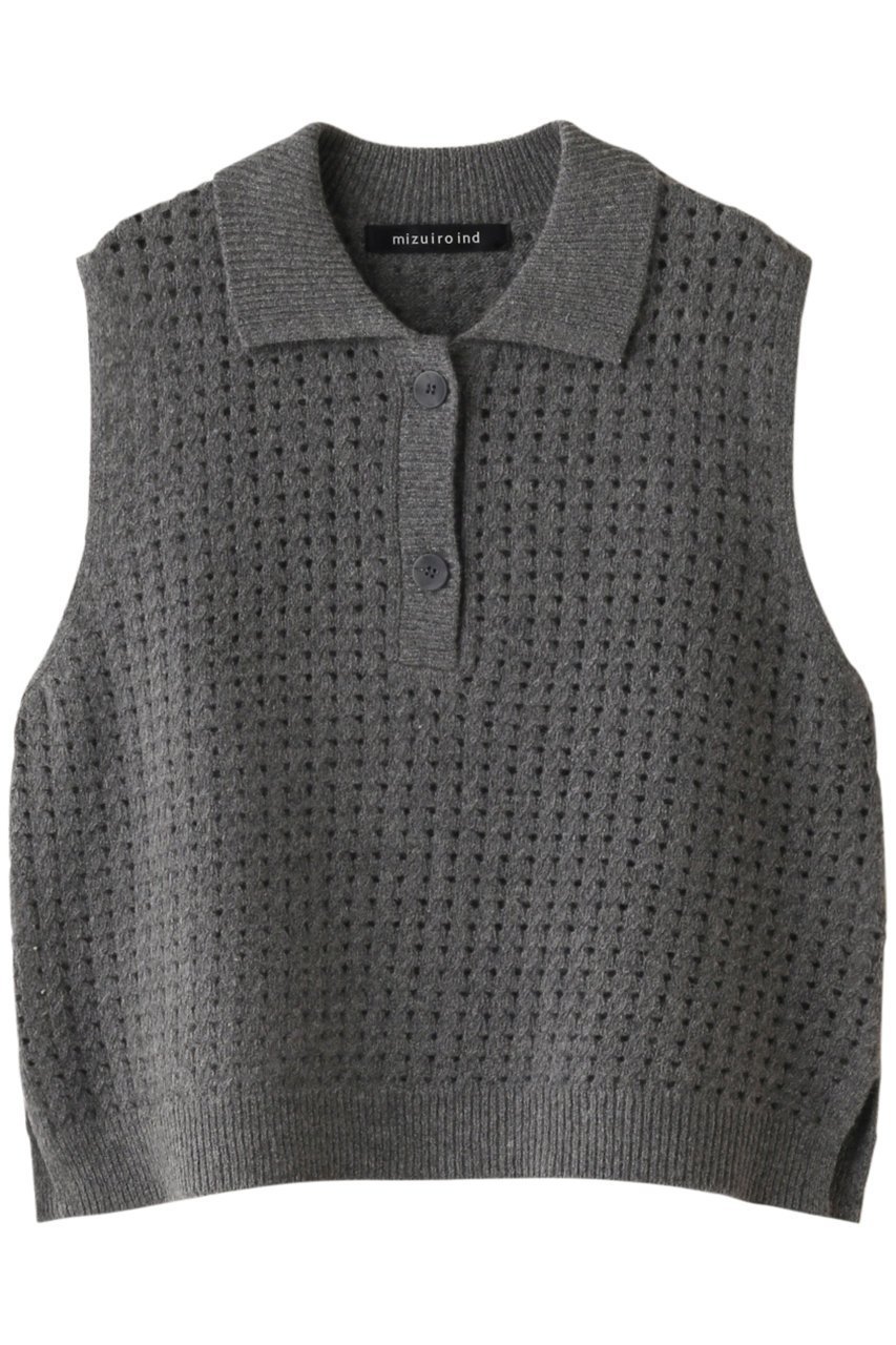 【ミズイロ インド/mizuiro ind】のshort vest with collar ベスト インテリア・キッズ・メンズ・レディースファッション・服の通販 founy(ファニー) 　ファッション　Fashion　レディースファッション　WOMEN　トップス・カットソー　Tops/Tshirt　ニット　Knit Tops　ベスト/ジレ　Gilets/Vests　プルオーバー　Pullover　カットソー　Cut And Sew　ショート　Short　タートルネック　Turtleneck　トレンド　Trend　ベスト　Vest　gray|ID: prp329100003670854 ipo3291000000028403838