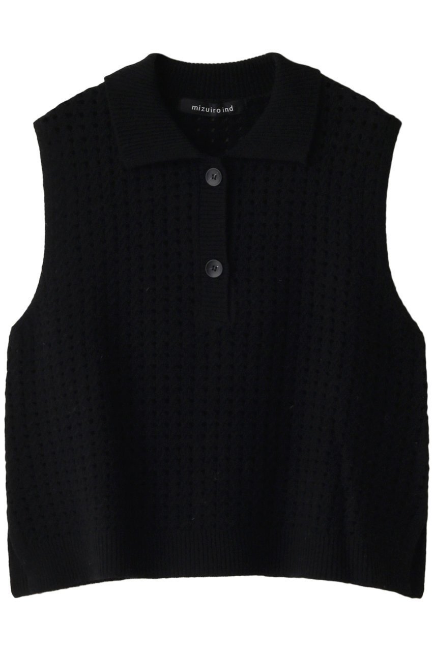 【ミズイロ インド/mizuiro ind】のshort vest with collar ベスト インテリア・キッズ・メンズ・レディースファッション・服の通販 founy(ファニー) 　ファッション　Fashion　レディースファッション　WOMEN　トップス・カットソー　Tops/Tshirt　ニット　Knit Tops　ベスト/ジレ　Gilets/Vests　プルオーバー　Pullover　カットソー　Cut And Sew　ショート　Short　タートルネック　Turtleneck　トレンド　Trend　ベスト　Vest　black|ID: prp329100003670854 ipo3291000000028403839