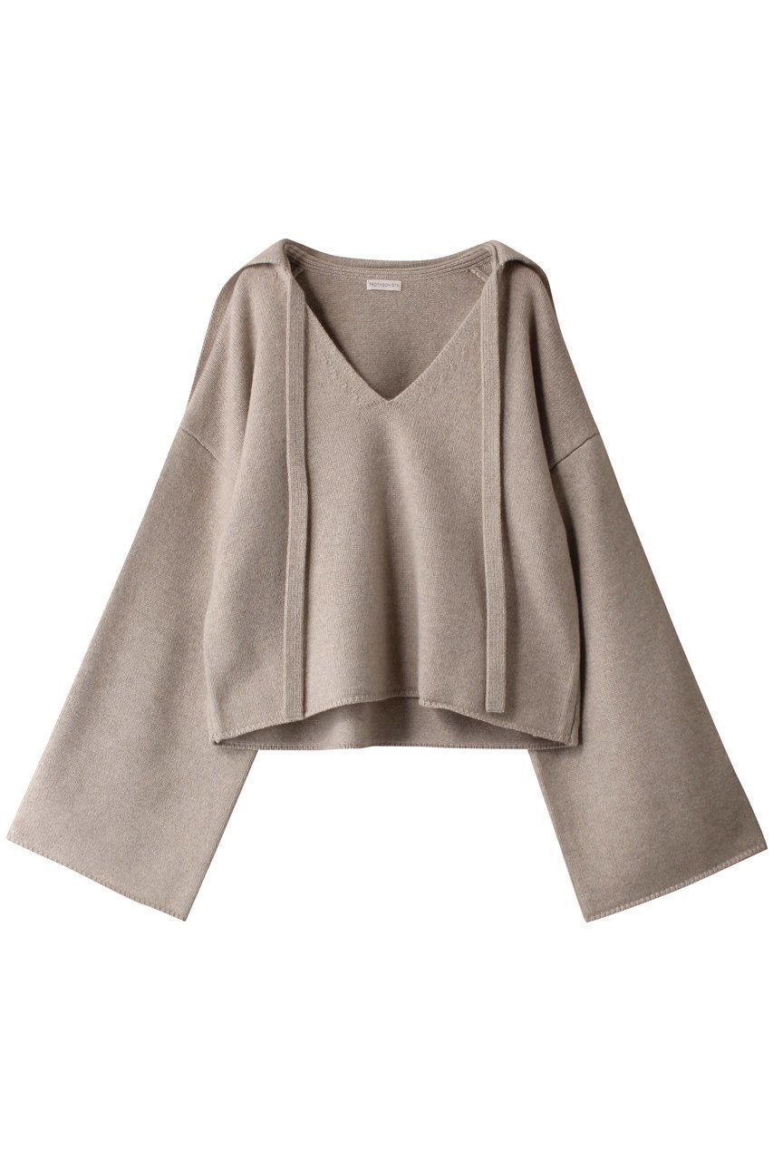 【エリオポール/heliopole】の【PROTAGONISTA】セーラーカラーニット インテリア・キッズ・メンズ・レディースファッション・服の通販 founy(ファニー) 　ファッション　Fashion　レディースファッション　Fashion for Women　トップス・カットソー　Cut & Sew Tops　ニット　Knit Tops & Sweaters　カジュアルプルオーバー・ニットトップス　Pullovers & Knit Tops / Casual Pullovers　シンプル　Simple, Minimal　ハイネック　High Neck, Mock Neck　リボン　Ribbon, Bow　ルーズ　Loose, Oversized　ベージュ|ID: prp329100003670857 ipo3291000000035656254