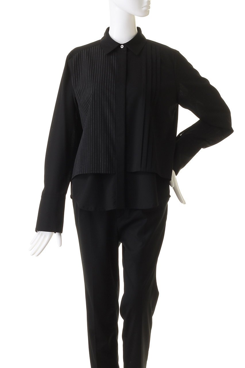 【ピアッカセッテ/ph7+】のピンタックレイヤードシャツ 人気、トレンドファッション・服の通販 founy(ファニー) 　ファッション　Fashion　レディースファッション　Fashion for Women　トップス・カットソー　Cut & Sew Tops　シャツ・ブラウス・オフィスカジュアル　Elegant Blouses & Button-Ups　おすすめ　Recommended / Our Picks　スリーブ　Sleeve, Long Sleeve / Short Sleeve　ベーシック　Basic, Essential　ロング　Long, Long-Length　定番　Standard, Basic Item　other-2|ID: prp329100003672218 ipo3291000000035719862
