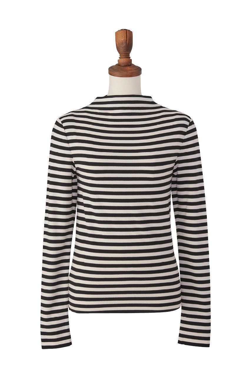 【デイジーリン/DAISY LIN】のBorder Knit Top “French Chic” インテリア・キッズ・メンズ・レディースファッション・服の通販 founy(ファニー) 　ファッション　Fashion　レディースファッション　WOMEN　トップス・カットソー　Tops/Tshirt　ニット　Knit Tops　プルオーバー　Pullover　なめらか　Smooth　フィット　Fit　ボトルネック　Bottleneck　ボーダー　Border　エレガント 上品　Elegant　A/W・秋冬　Aw・Autumn/Winter・Fw・Fall-Winter　ブラック×オフホワイト|ID: prp329100003675341 ipo3291000000030790743
