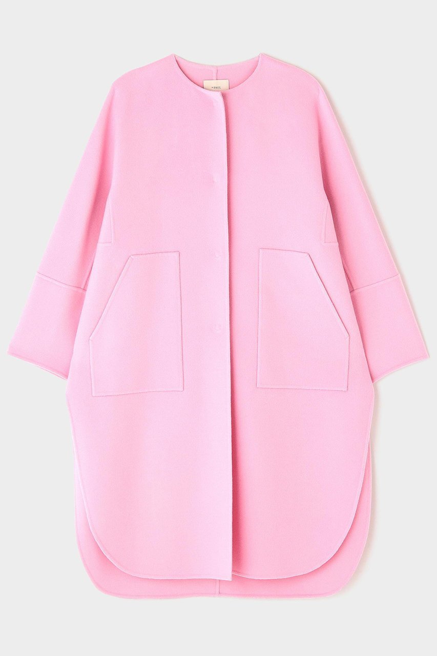 【ル フィル/LE PHIL】のソフトウールリバーノーカラーコート インテリア・キッズ・メンズ・レディースファッション・服の通販 founy(ファニー) 　ファッション　Fashion　レディースファッション　Fashion for Women　アウター　Coat / Outerwear Collection　コート・ロングコート・ピーコート　Long Coats, Peacoats & More　シンプル　Simple, Minimal　スタンダード　Standard, Basic　ストール　Stole, Wrap　ポケット　Pocket, Pocket Detail　マフラー　Scarf, Muffler　ロング　Long, Long-Length　ピンク|ID: prp329100003677957 ipo3291000000036549121