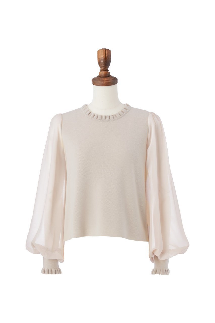 【デイジーリン/DAISY LIN】のKnit Top “Chiffon” インテリア・キッズ・メンズ・レディースファッション・服の通販 founy(ファニー) 　ファッション　Fashion　レディースファッション　WOMEN　トップス・カットソー　Tops/Tshirt　ニット　Knit Tops　プルオーバー　Pullover　A/W・秋冬　Aw・Autumn/Winter・Fw・Fall-Winter　シフォン　Chiffon　スリーブ　Sleeve　フリル　Frills　パウダーベージュ|ID: prp329100003686285 ipo3291000000024218879