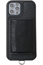 【デミュウ/DEMIU】のiPhone12 POCHE Croco 背面収納スマホケース ストラップ別売 ブラック|ID:prp329100003687969