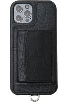 【デミュウ/DEMIU】のiPhone12 POCHE Croco 背面収納スマホケース ストラップ別売 ブラック|ID: prp329100003687969 ipo3291000000028464343